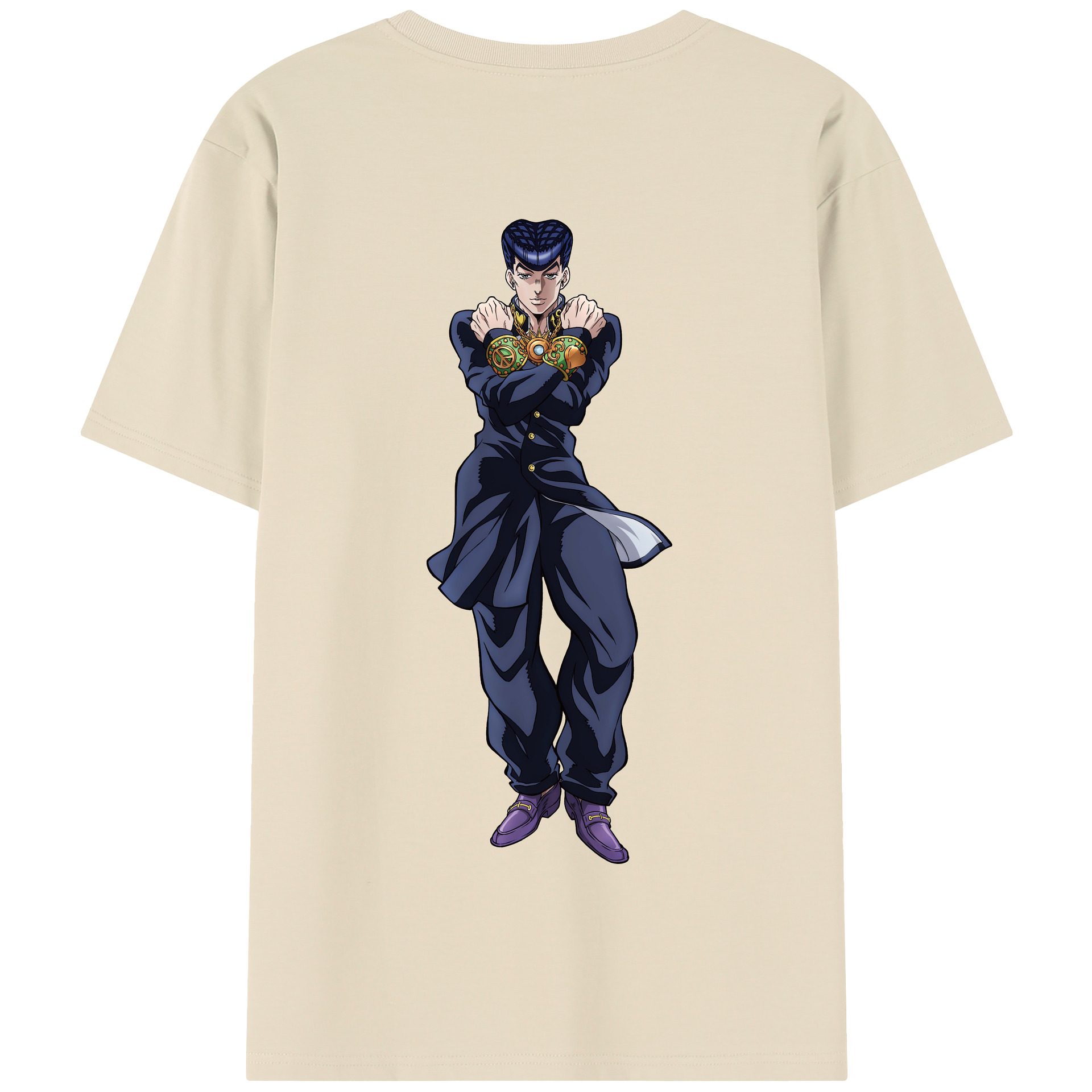 （画像用） ジョジョの奇妙な冒険 ひがしかた じょうすけ JoJo's Bizarre Adventure Higashikata Josuke 綿100％半袖Tシャツ（背面プリント）