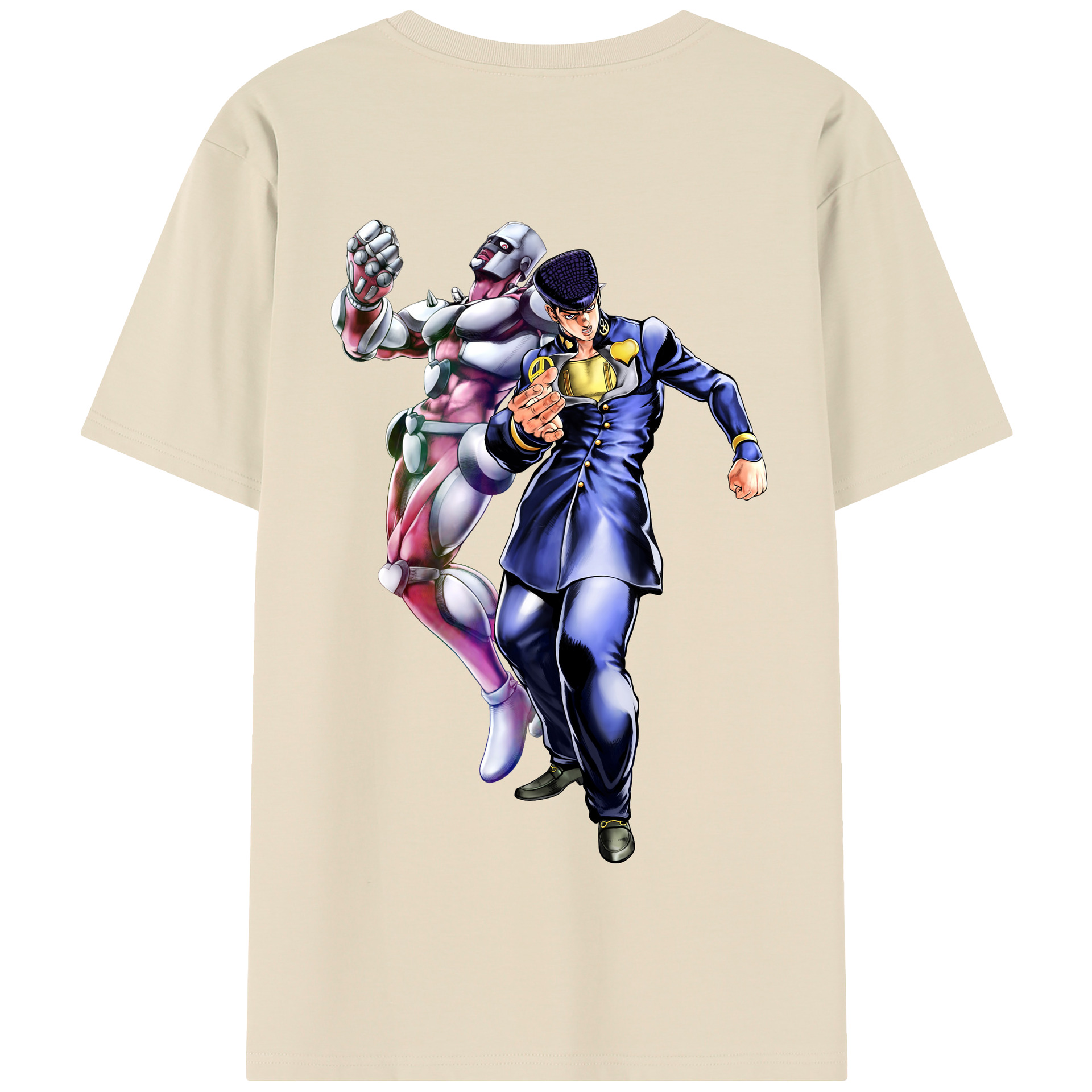 （画像用） ジョジョの奇妙な冒険 ひがしかた じょうすけ JoJo's Bizarre Adventure Higashikata Josuke 綿100％半袖Tシャツ（背面プリント）
