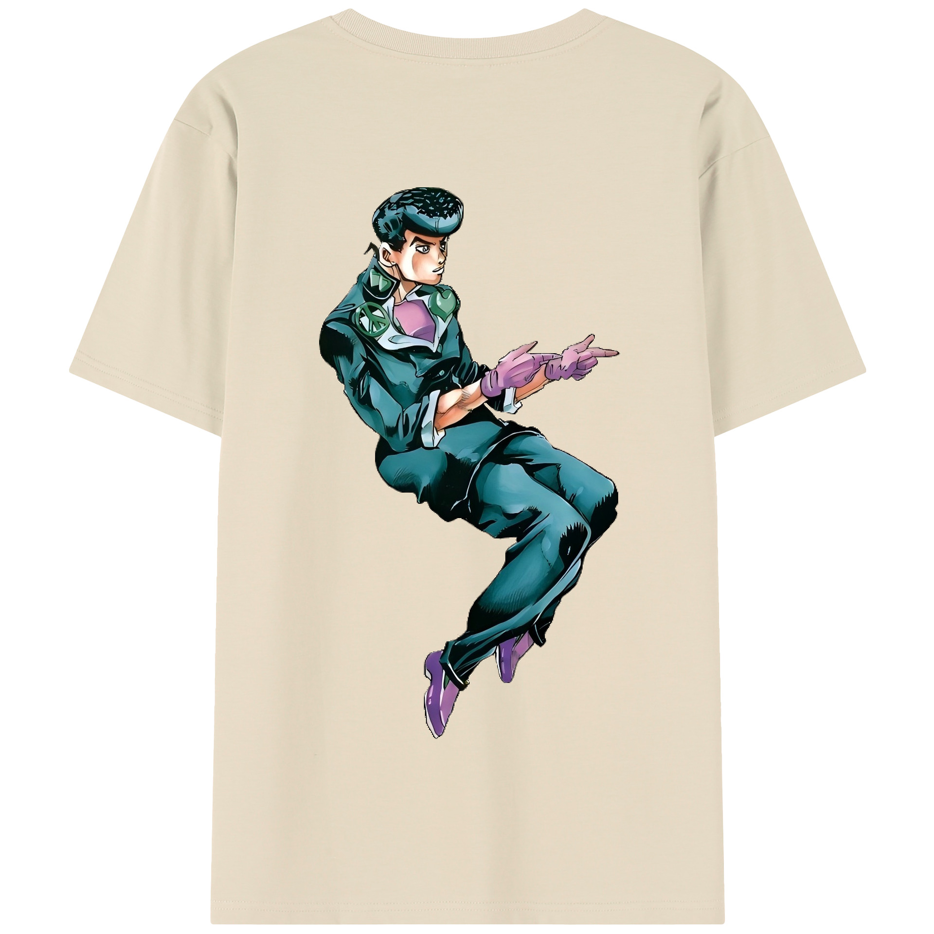（画像用） ジョジョの奇妙な冒険 ひがしかた じょうすけ JoJo's Bizarre Adventure Higashikata Josuke 綿100％半袖Tシャツ（背面プリント）