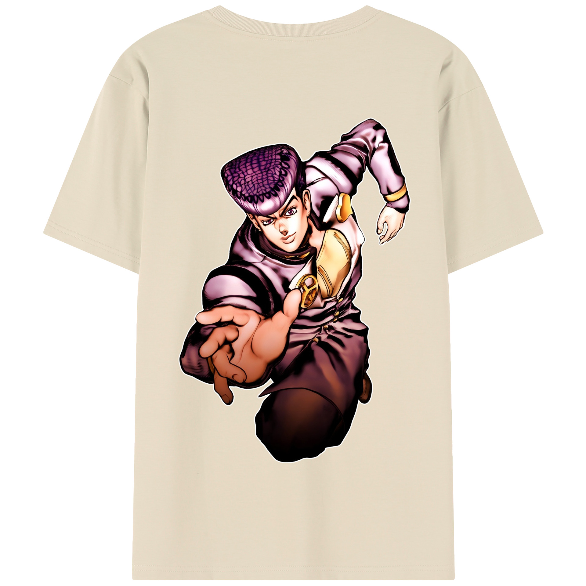（画像用） ジョジョの奇妙な冒険 ひがしかた じょうすけ JoJo's Bizarre Adventure Higashikata Josuke 綿100％半袖Tシャツ（背面プリント）