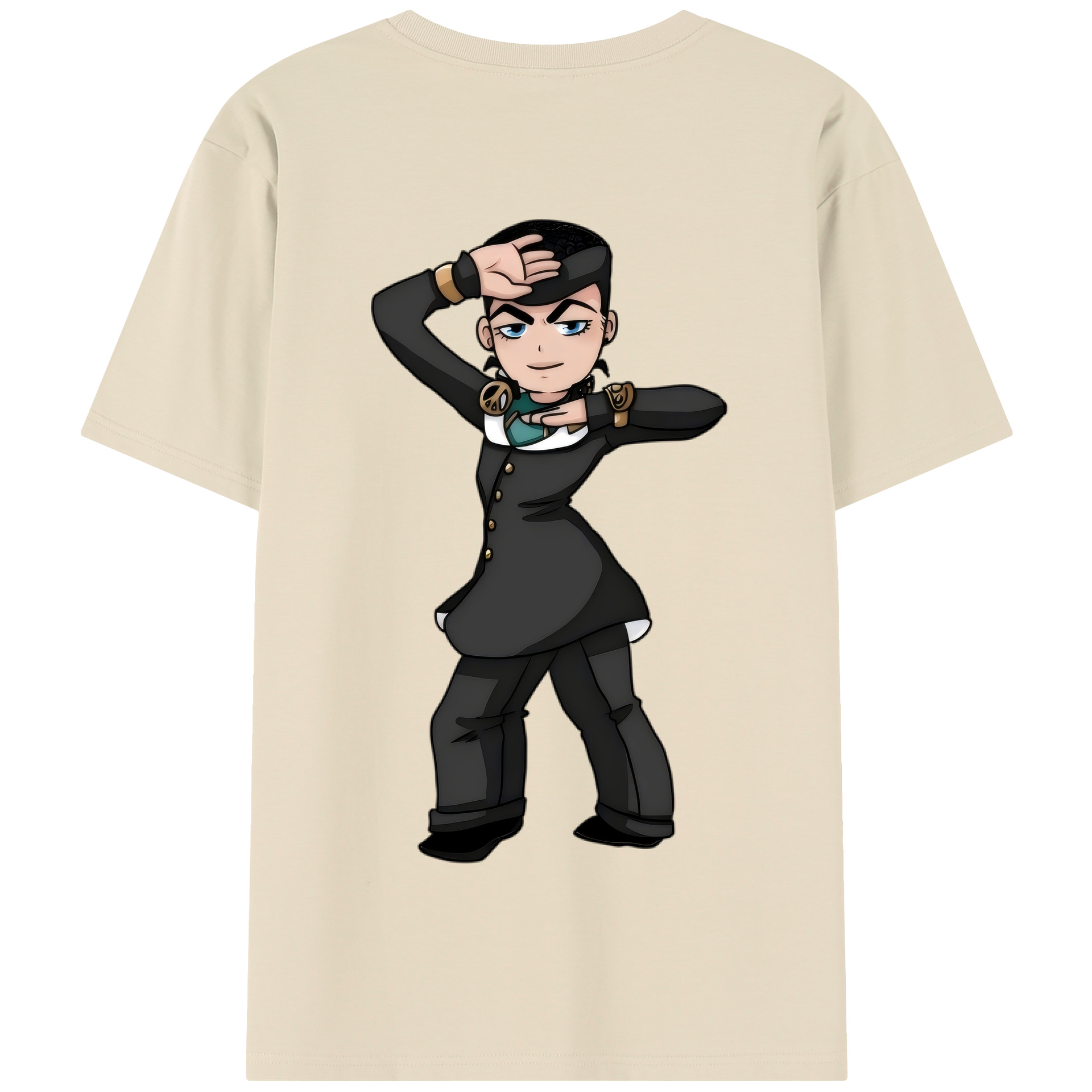 （画像用） ジョジョの奇妙な冒険 ひがしかた じょうすけ JoJo's Bizarre Adventure Higashikata Josuke 綿100％半袖Tシャツ（背面プリント）
