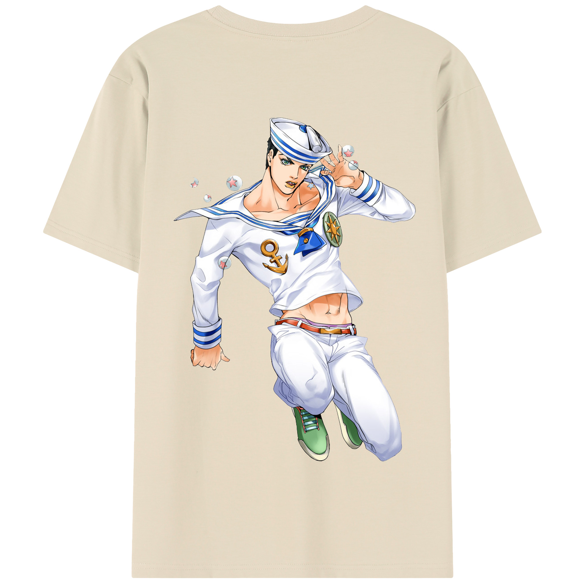 （画像用） ジョジョの奇妙な冒険 東方定助 JoJo's Bizarre Adventure Higashikata Josuke 綿100％半袖Tシャツ（背面プリント）