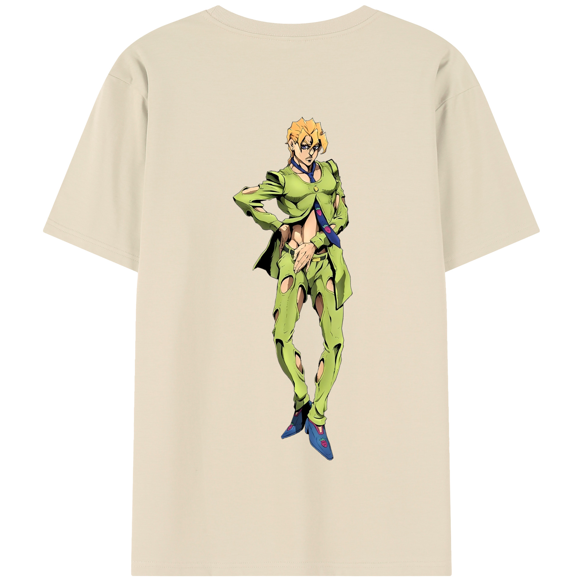 （画像用） ジョジョの奇妙な冒険 パンナコッタ?フー JoJo's Bizarre Adventure Pannacotta Fugo 綿100％半袖Tシャツ（背面プリント）