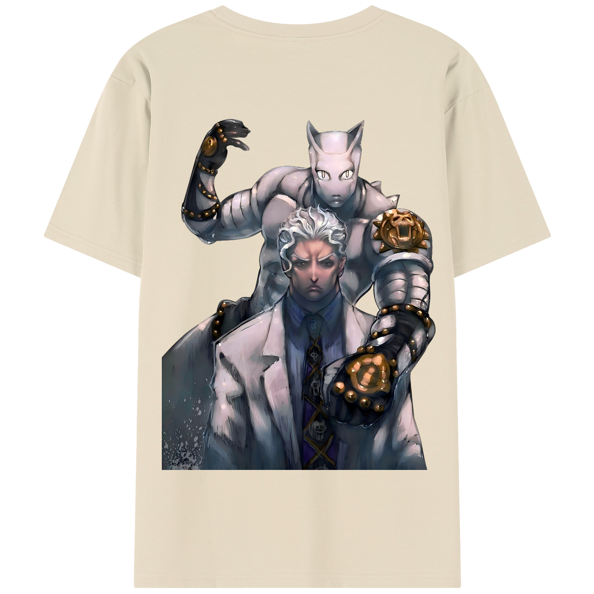 （画像用） ジョジョの奇妙な冒険 きら よしかげ JoJo's Bizarre Adventure Kira Yoshikage 綿100％半袖Tシャツ（背面プリント）