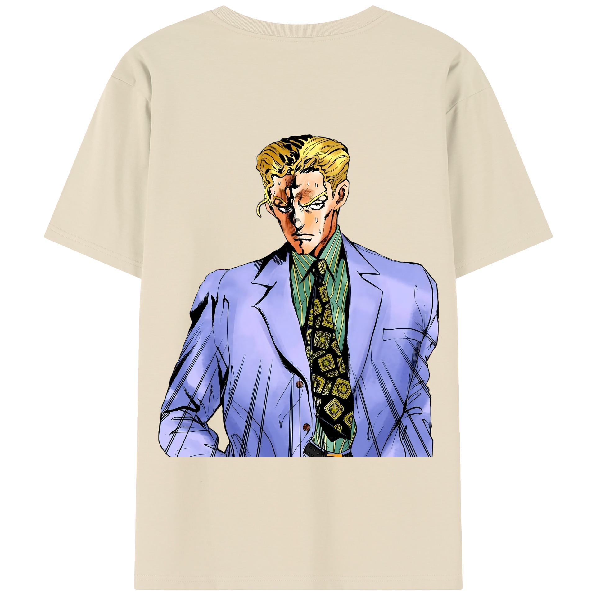 （画像用） ジョジョの奇妙な冒険 きら よしかげ JoJo's Bizarre Adventure Kira Yoshikage 綿100％半袖Tシャツ（背面プリント）