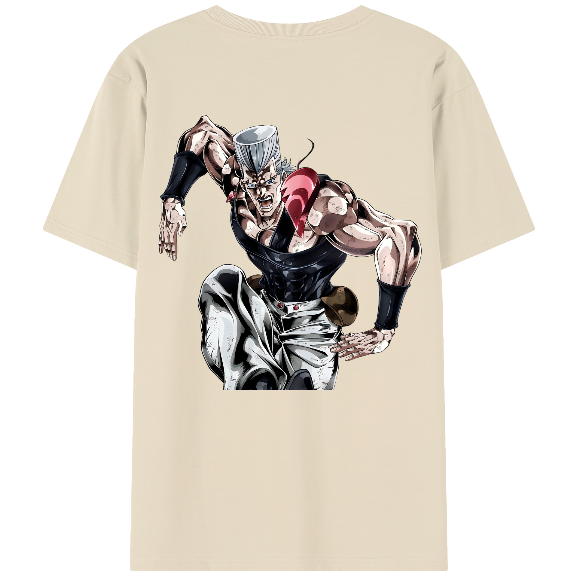 （画像用） ジョジョの奇妙な冒険 ジャン＝ピエール?ポルナレフ JoJo's Bizarre Adventure Jan Pierre Polnareff 綿100％半袖Tシャツ（背面プリント）