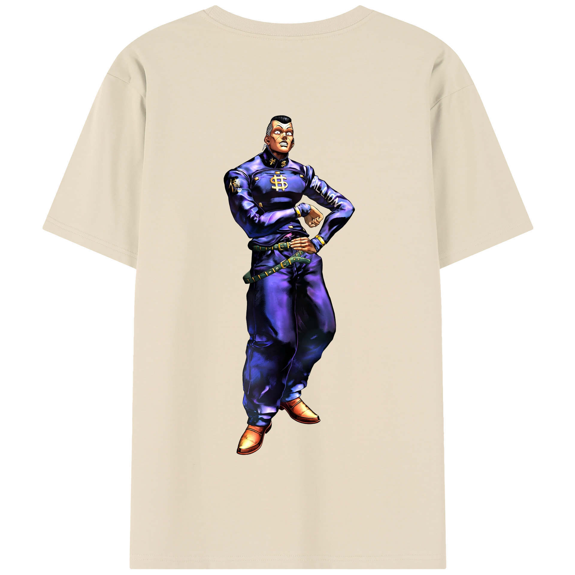 （画像用） ジョジョの奇妙な冒険 虹村億泰 にじむら おくやす JoJo's Bizarre Adventure Nijimura Okuyasu 綿100％半袖Tシャツ（背面プリント）