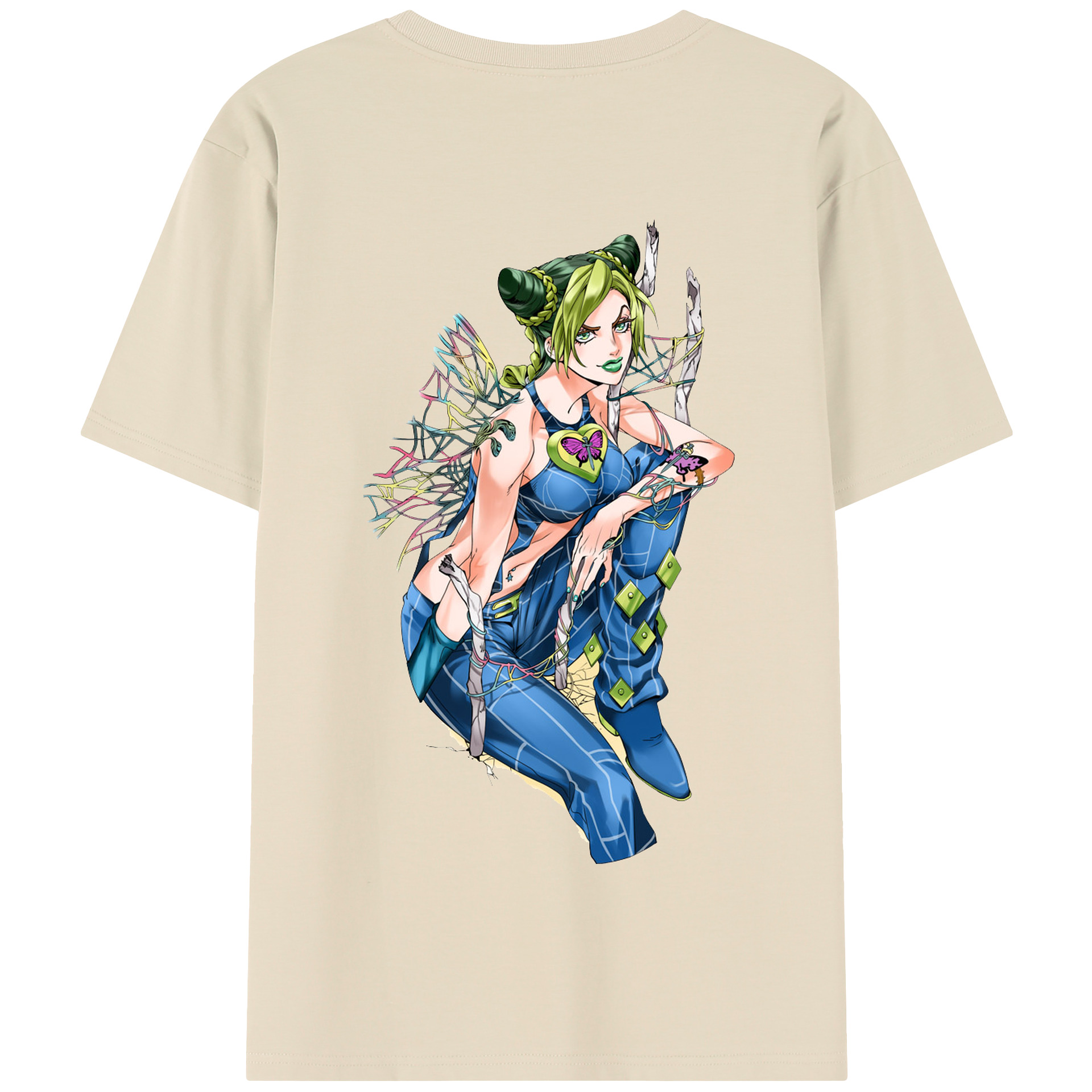 （画像用） "ジョジョの奇妙な冒険 くうじょう ジョリーン JoJo's Bizarre Adventure Jolyne Cujoh " 綿100％半袖Tシャツ（背面プリント）