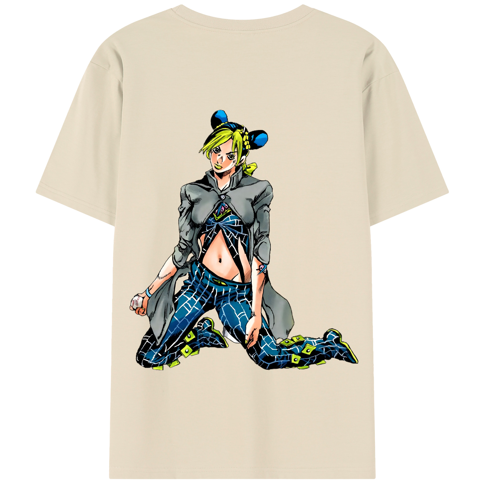 （画像用） "ジョジョの奇妙な冒険 くうじょう ジョリーン JoJo's Bizarre Adventure Jolyne Cujoh " 綿100％半袖Tシャツ（背面プリント）