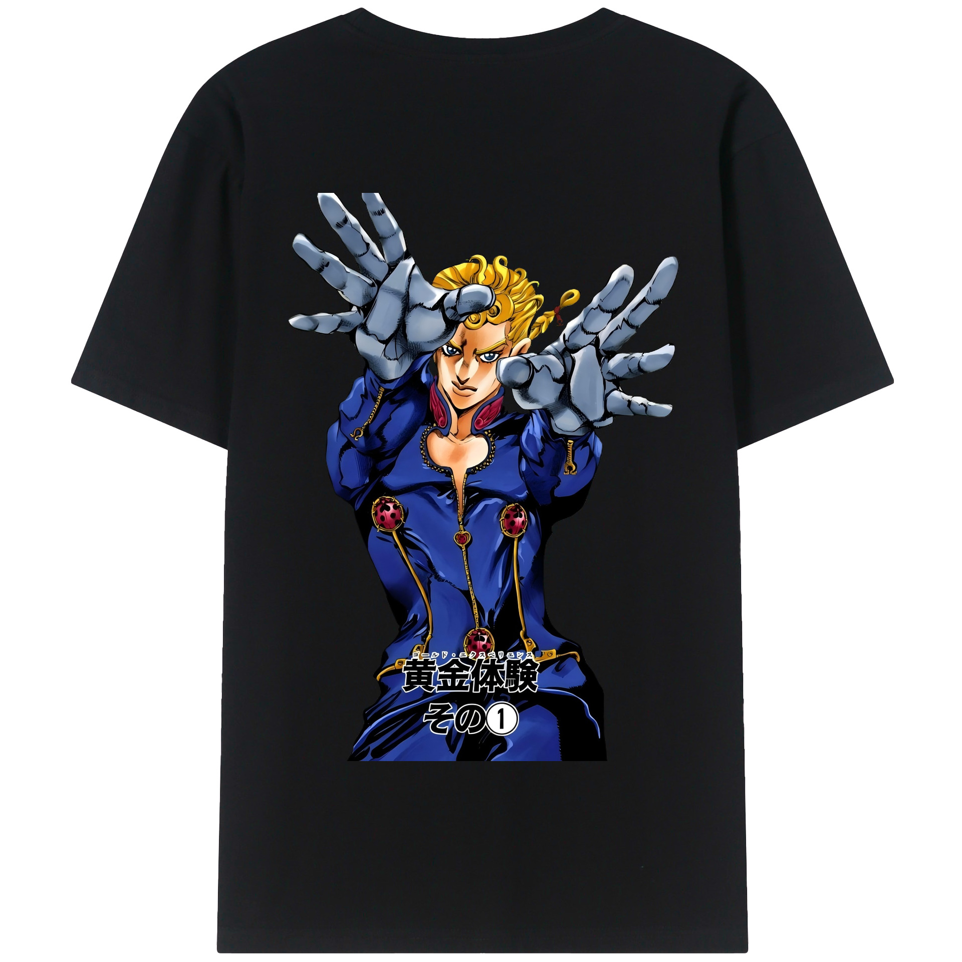 （画像用） ジョジョの奇妙な冒険 ジョルノ?ジョバァーナ JoJo's Bizarre Adventure Giorno Giovanna 綿100％半袖Tシャツ（背面プリント）