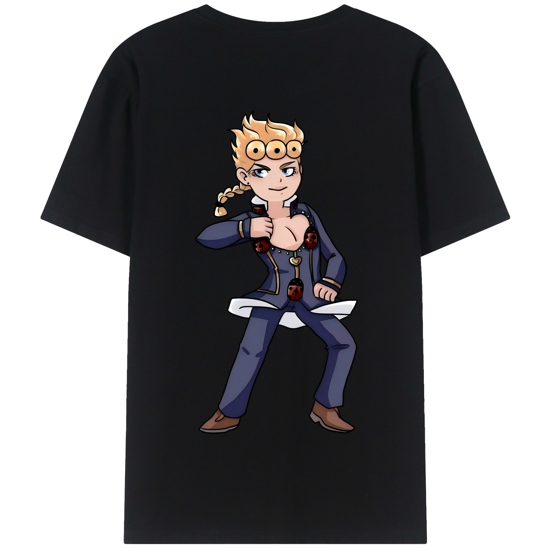 （画像用） ジョジョの奇妙な冒険 ジョルノ?ジョバァーナ JoJo's Bizarre Adventure Giorno Giovanna 綿100％半袖Tシャツ（背面プリント）