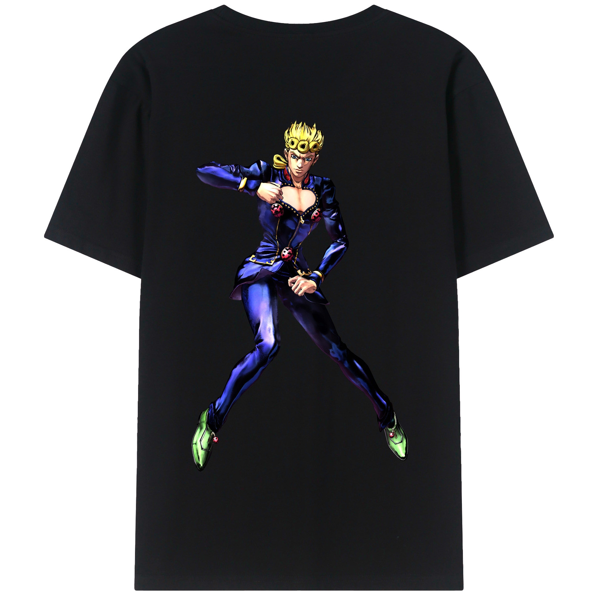 （画像用） ジョジョの奇妙な冒険 ジョルノ?ジョバァーナ JoJo's Bizarre Adventure Giorno Giovanna 綿100％半袖Tシャツ（背面プリント）