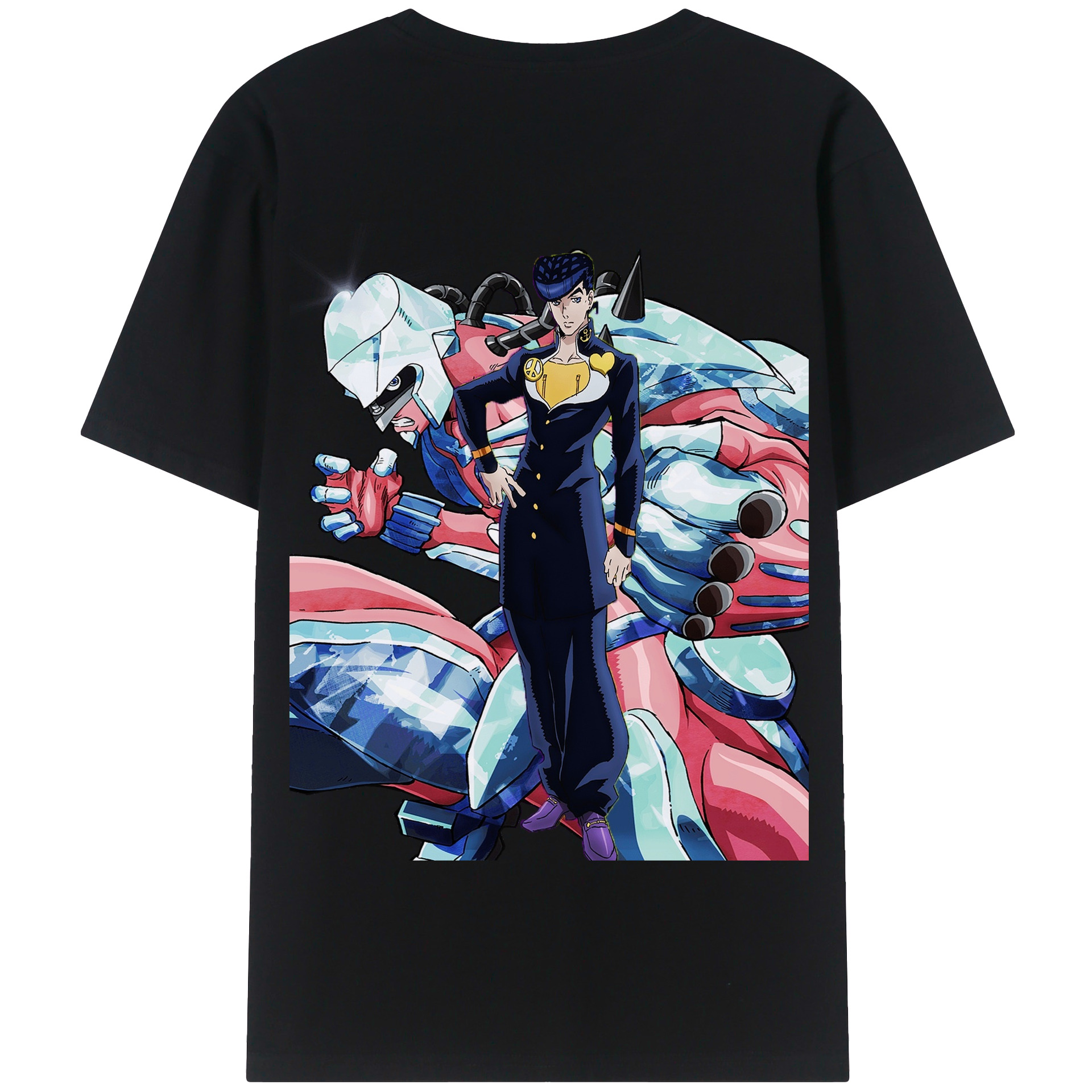 （画像用） ジョジョの奇妙な冒険 ひがしかた じょうすけ JoJo's Bizarre Adventure Higashikata Josuke 綿100％半袖Tシャツ（背面プリント）