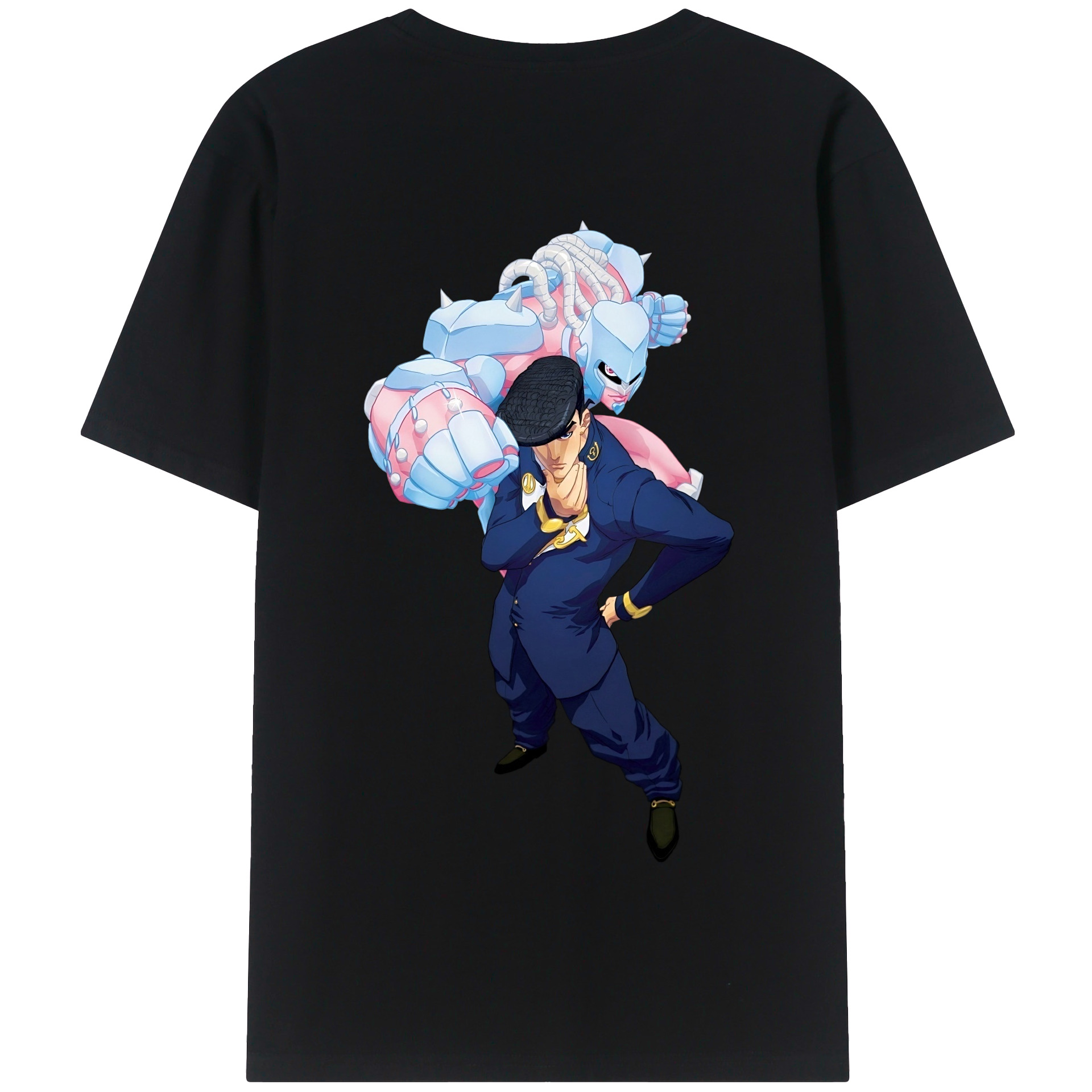 （画像用） ジョジョの奇妙な冒険 ひがしかた じょうすけ JoJo's Bizarre Adventure Higashikata Josuke 綿100％半袖Tシャツ（背面プリント）