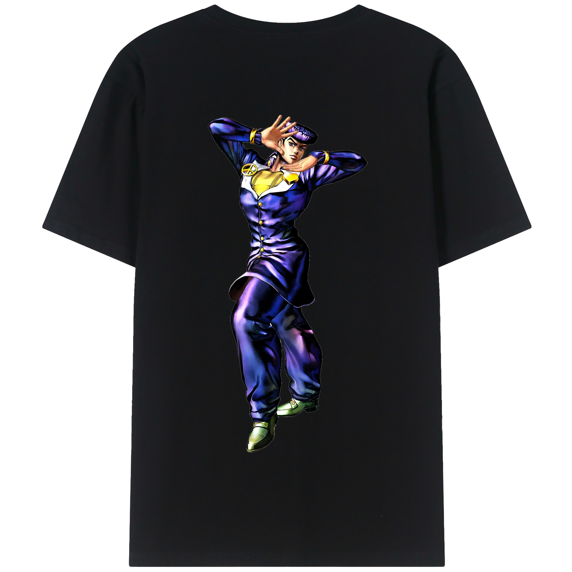 （画像用） ジョジョの奇妙な冒険 ひがしかた じょうすけ JoJo's Bizarre Adventure Higashikata Josuke 綿100％半袖Tシャツ（背面プリント）
