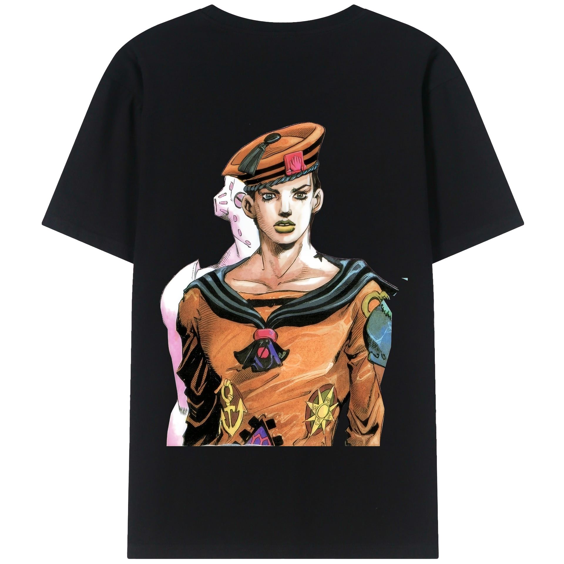 （画像用） ジョジョの奇妙な冒険 東方定助 JoJo's Bizarre Adventure Higashikata Josuke 綿100％半袖Tシャツ（背面プリント）