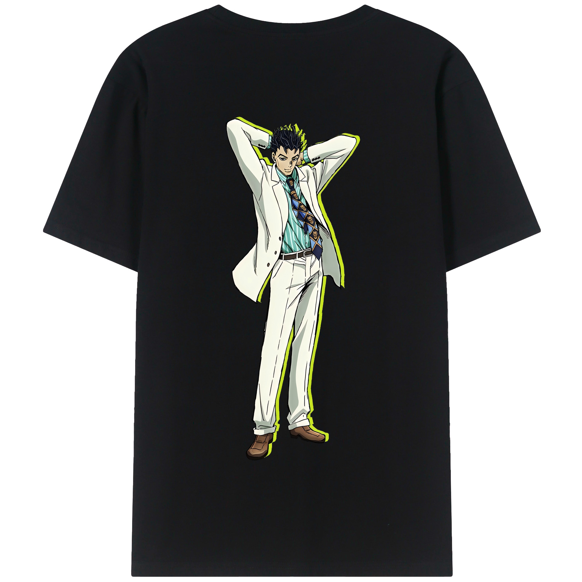 （画像用） ジョジョの奇妙な冒険 きら よしかげ JoJo's Bizarre Adventure Kira Yoshikage 綿100％半袖Tシャツ（背面プリント）
