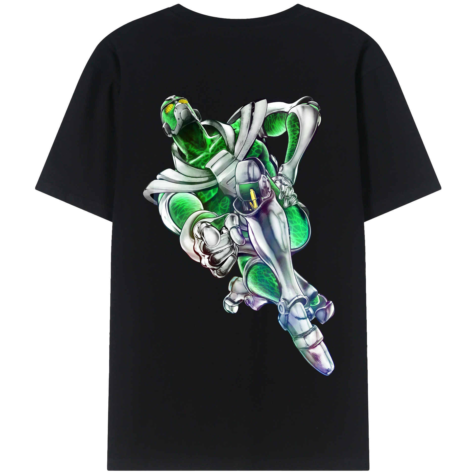 （画像用） ジョジョの奇妙な冒険 花京院 典明（かきょういん のりあき） JoJo's Bizarre Adventure Kakyoin Noriaki 綿100％半袖Tシャツ（背面プリント）