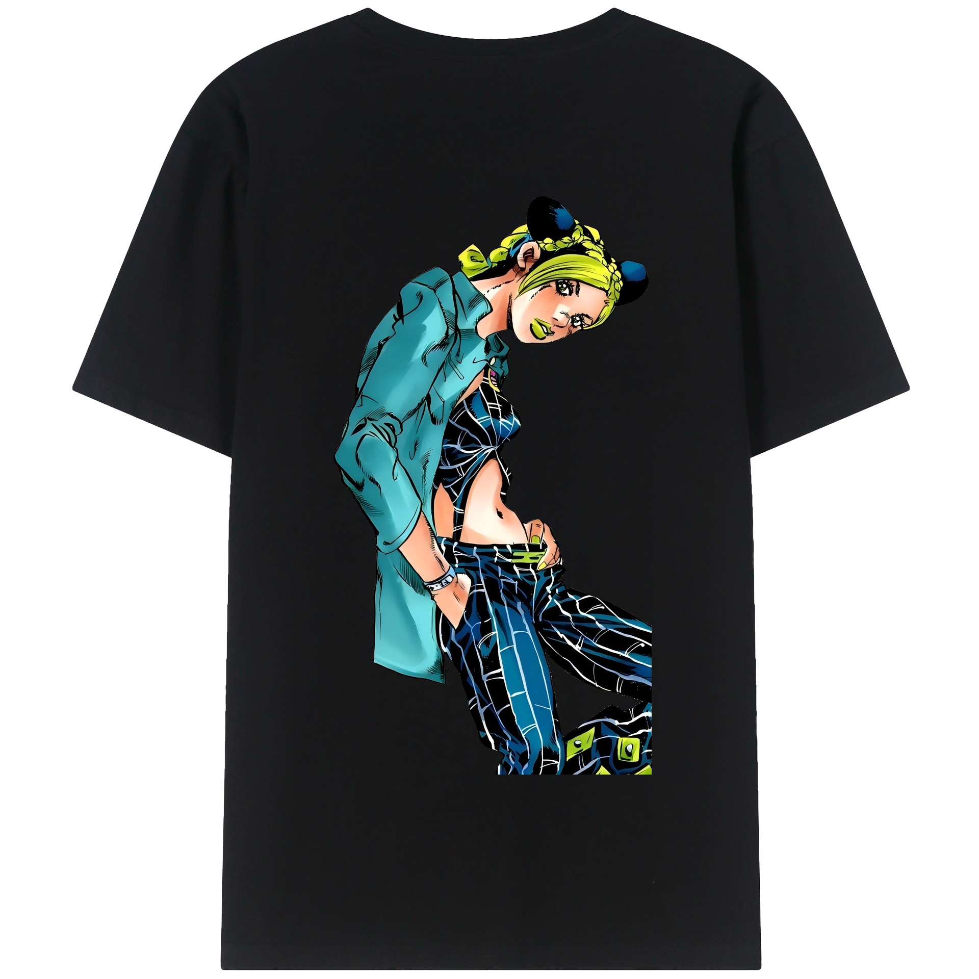 （画像用） "ジョジョの奇妙な冒険 くうじょう ジョリーン JoJo's Bizarre Adventure Jolyne Cujoh " 綿100％半袖Tシャツ（背面プリント）