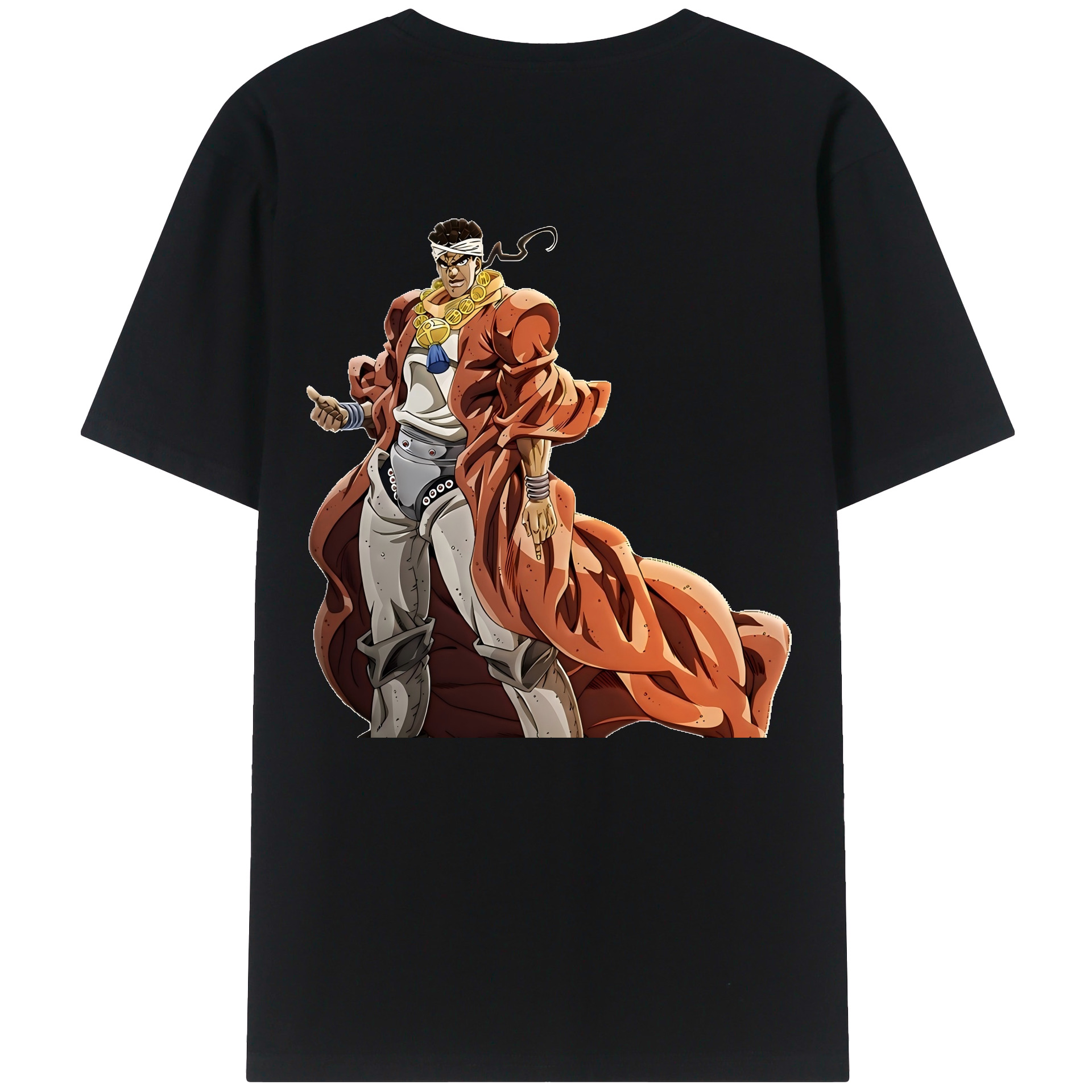 （画像用） ジョジョの奇妙な冒険 ムハンマド?アブドゥル JoJo's Bizarre Adventure Muhammad Avdol 綿100％半袖Tシャツ（背面プリント）