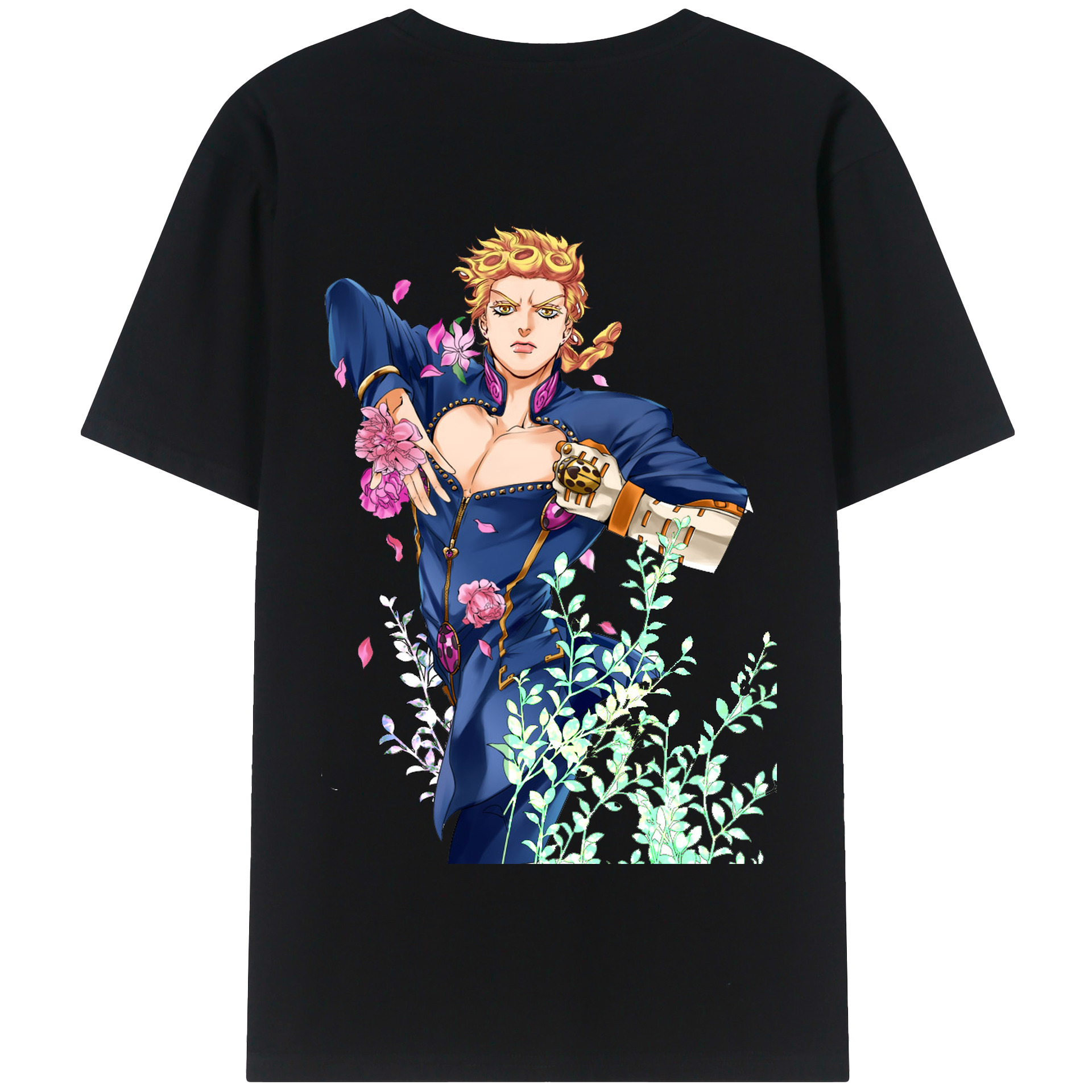 （画像用） ジョジョの奇妙な冒険 ジョルノ?ジョバァーナ JoJo's Bizarre Adventure Giorno Giovanna 綿100％半袖Tシャツ（背面プリント）