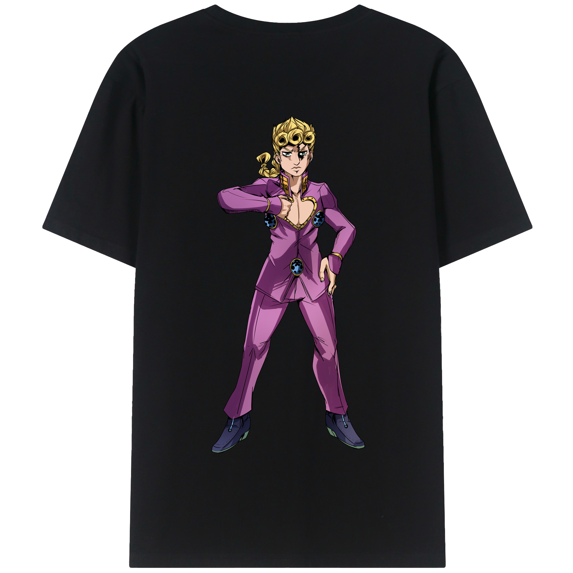 （画像用） ジョジョの奇妙な冒険 ジョルノ?ジョバァーナ JoJo's Bizarre Adventure Giorno Giovanna 綿100％半袖Tシャツ（背面プリント）