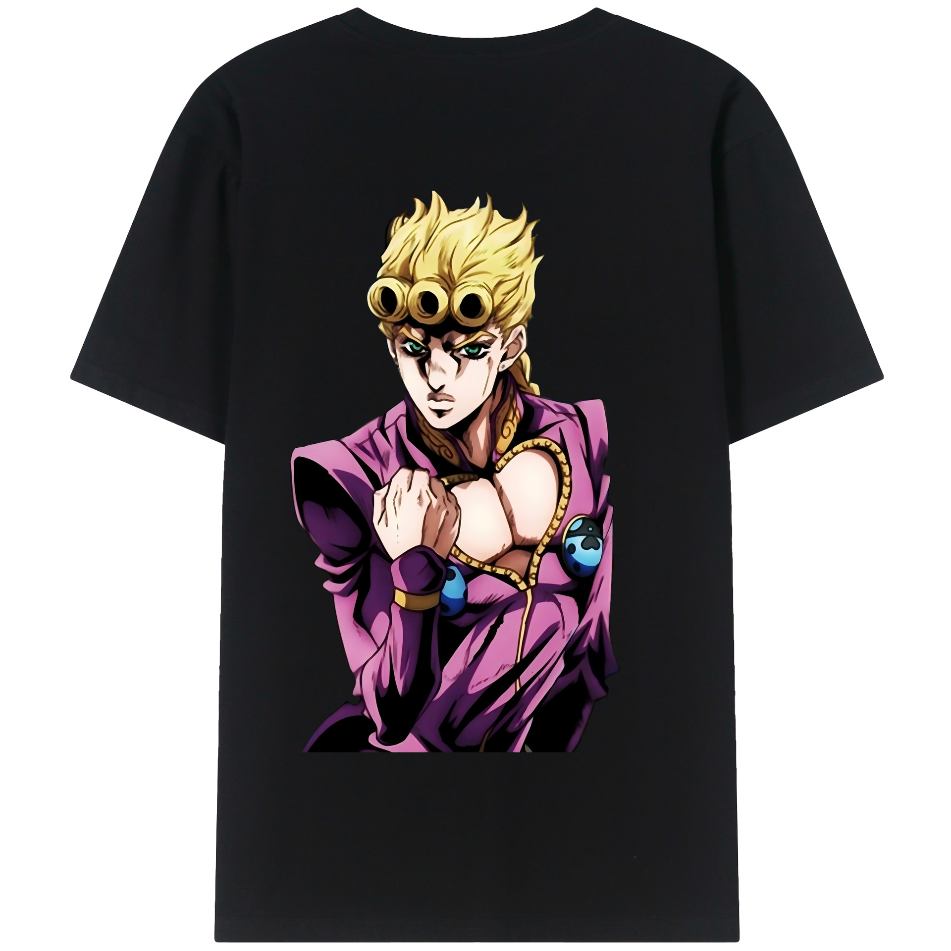 （画像用） ジョジョの奇妙な冒険 ジョルノ?ジョバァーナ JoJo's Bizarre Adventure Giorno Giovanna 綿100％半袖Tシャツ（背面プリント）