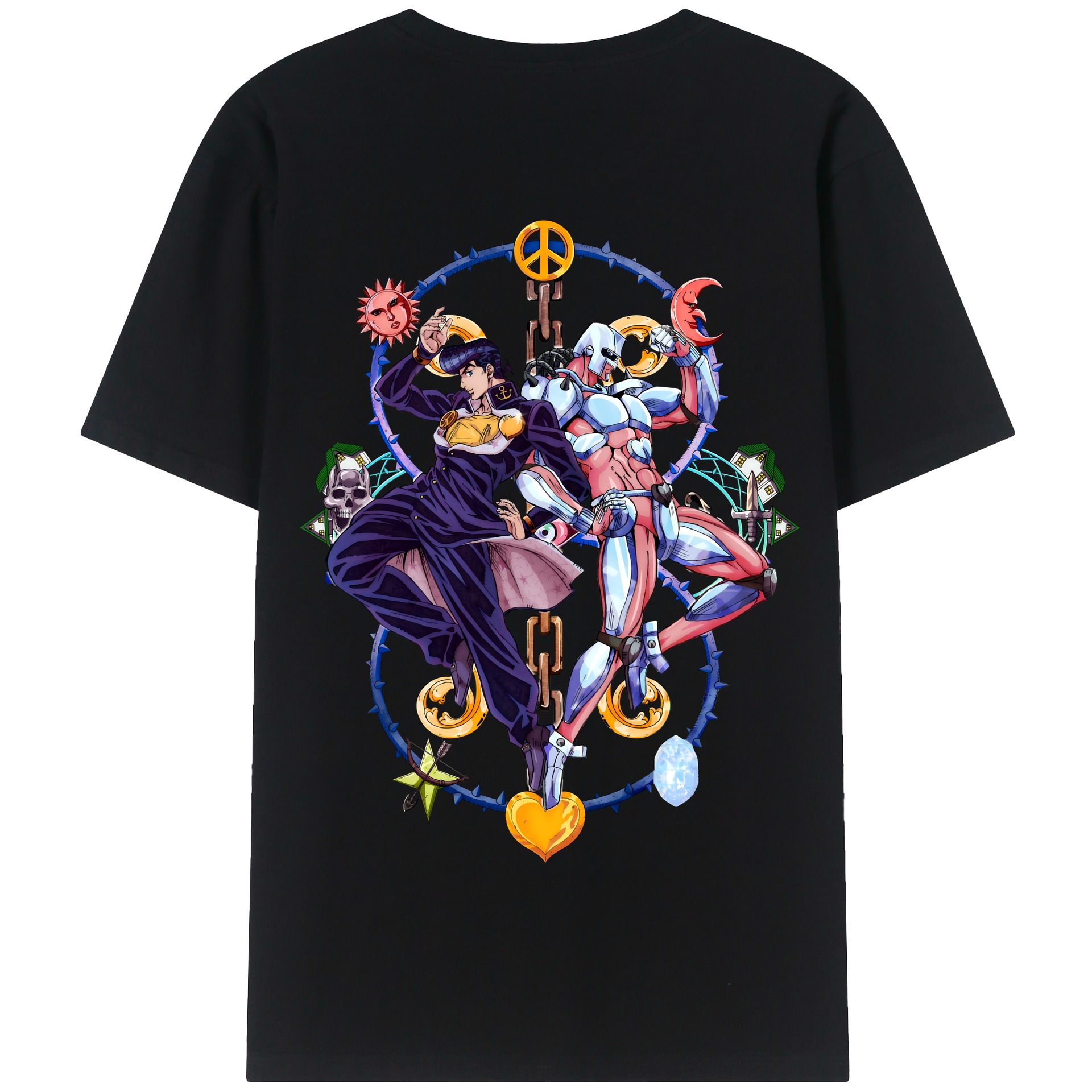 （画像用） ジョジョの奇妙な冒険 ひがしかた じょうすけ JoJo's Bizarre Adventure Higashikata Josuke 綿100％半袖Tシャツ（背面プリント）