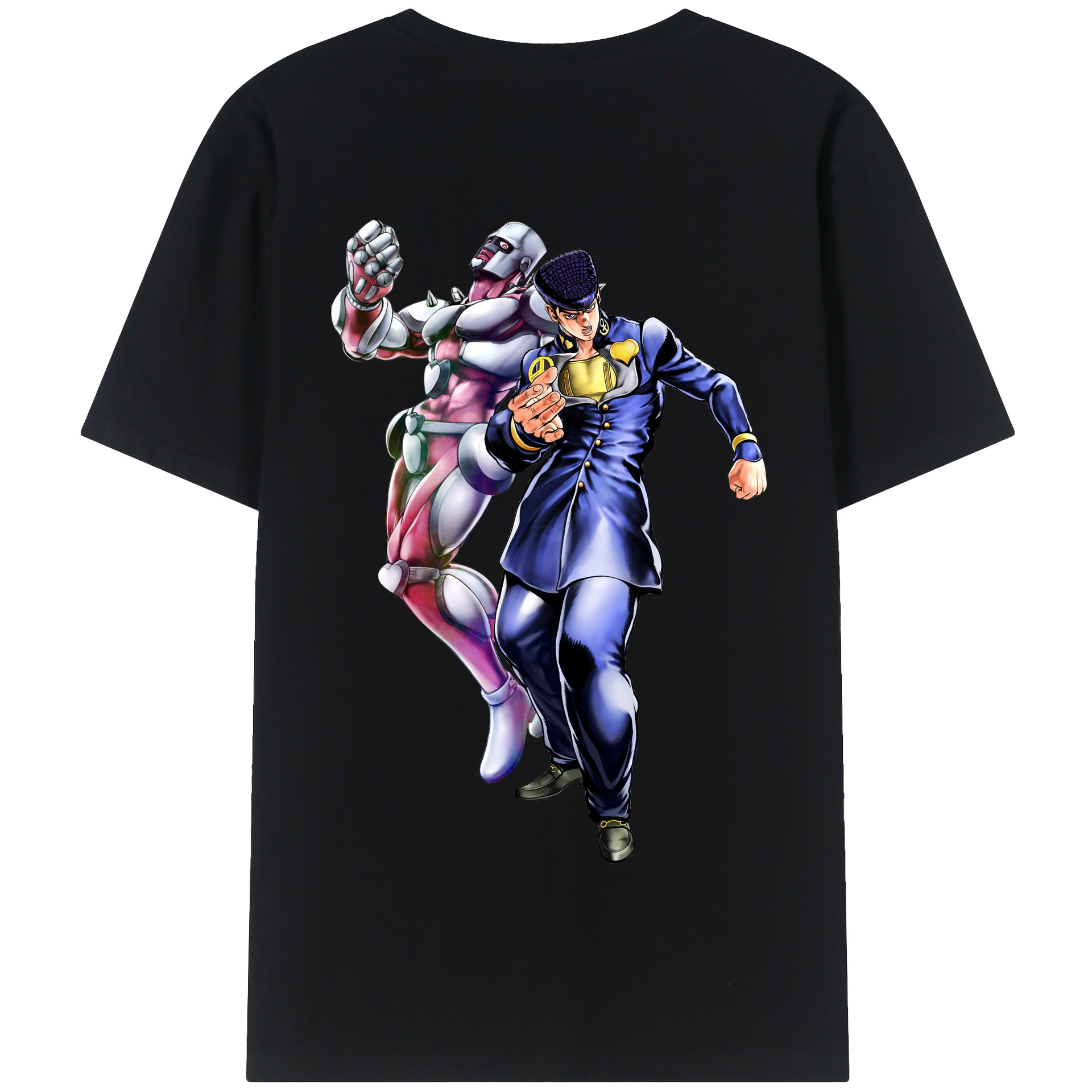 （画像用） ジョジョの奇妙な冒険 ひがしかた じょうすけ JoJo's Bizarre Adventure Higashikata Josuke 綿100％半袖Tシャツ（背面プリント）