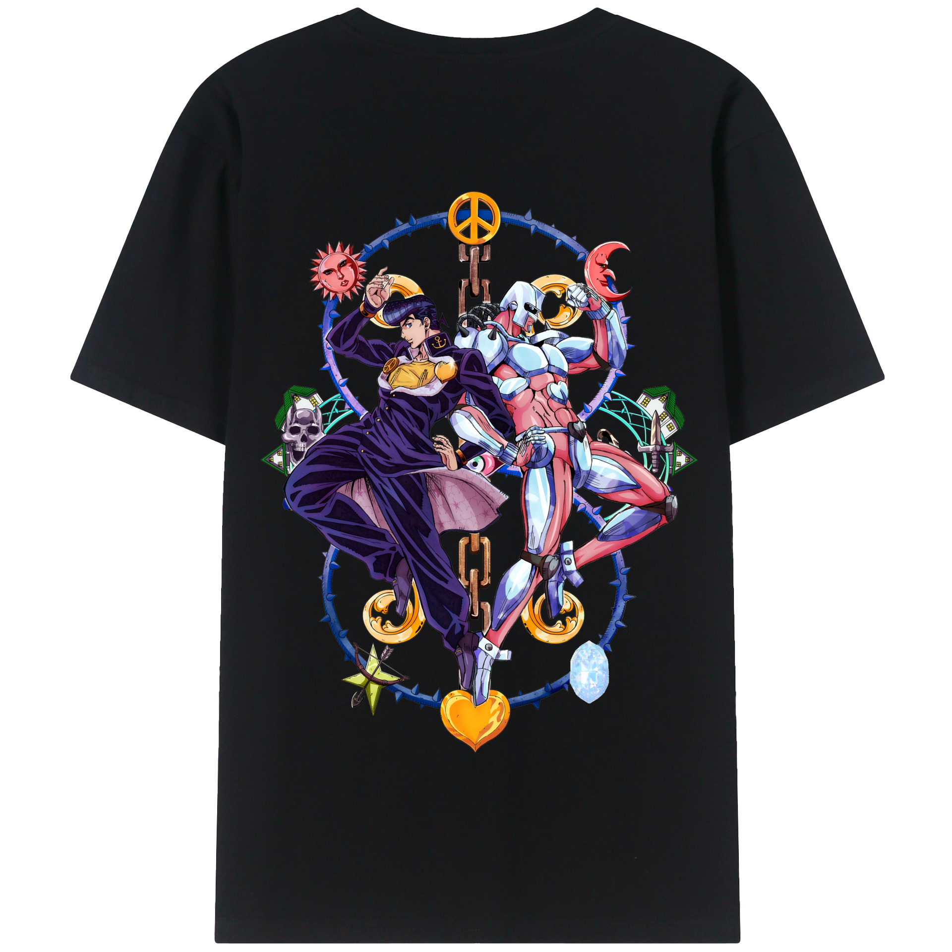 （画像用） ジョジョの奇妙な冒険 ひがしかた じょうすけ JoJo's Bizarre Adventure Higashikata Josuke 綿100％半袖Tシャツ（背面プリント）