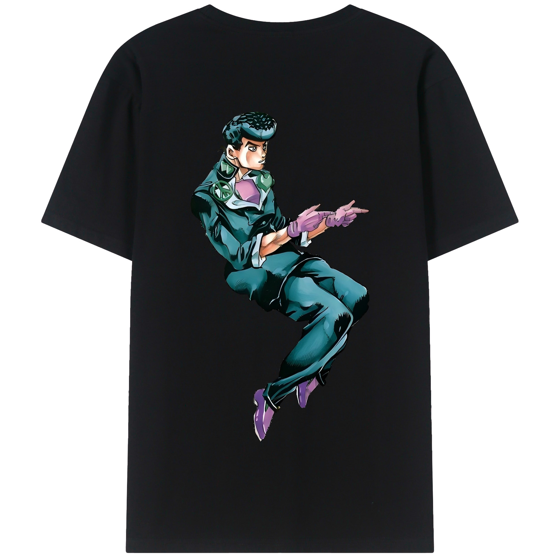 （画像用） ジョジョの奇妙な冒険 ひがしかた じょうすけ JoJo's Bizarre Adventure Higashikata Josuke 綿100％半袖Tシャツ（背面プリント）