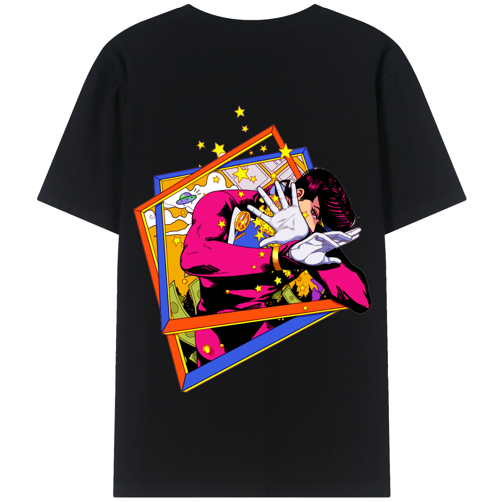 （画像用） ジョジョの奇妙な冒険 ひがしかた じょうすけ JoJo's Bizarre Adventure Higashikata Josuke 綿100％半袖Tシャツ（背面プリント）
