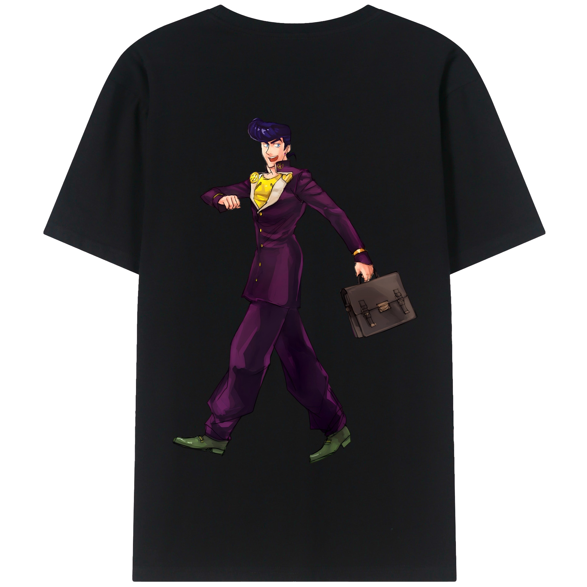 （画像用） ジョジョの奇妙な冒険 ひがしかた じょうすけ JoJo's Bizarre Adventure Higashikata Josuke 綿100％半袖Tシャツ（背面プリント）