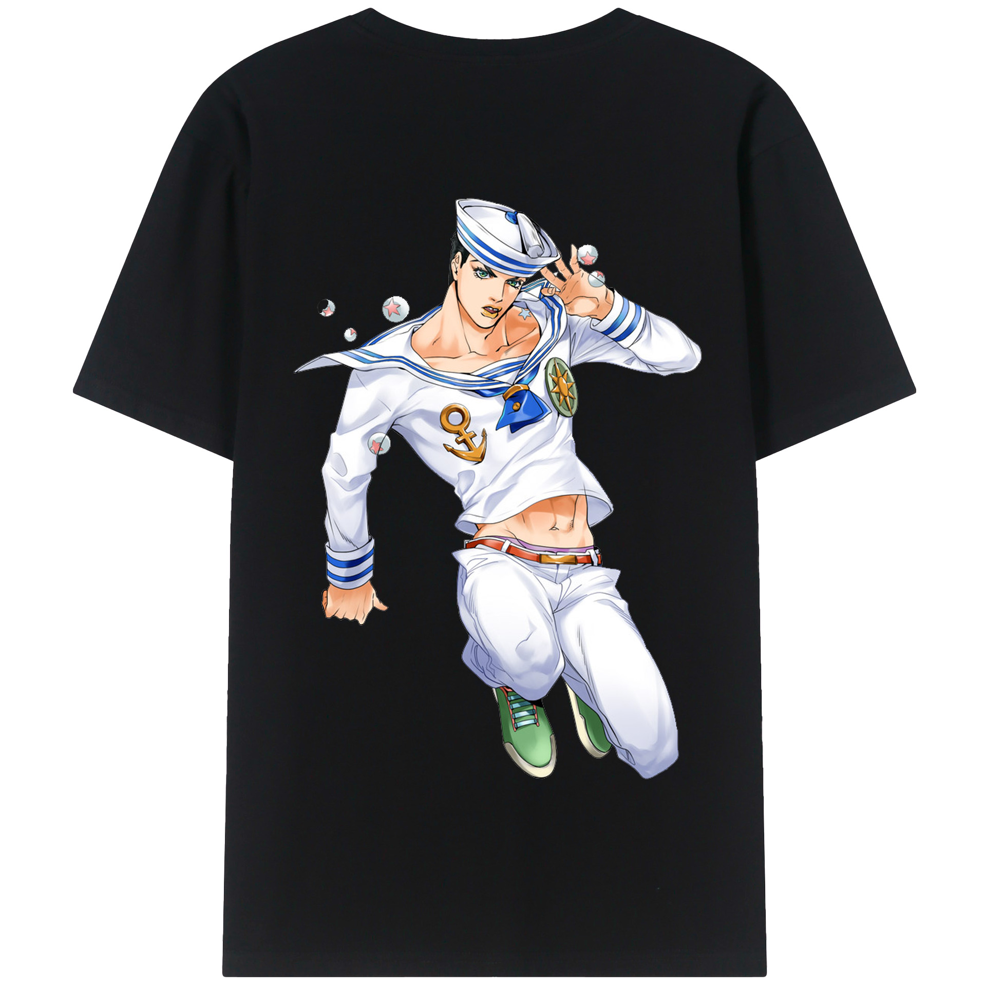 （画像用） ジョジョの奇妙な冒険 東方定助 JoJo's Bizarre Adventure Higashikata Josuke 綿100％半袖Tシャツ（背面プリント）
