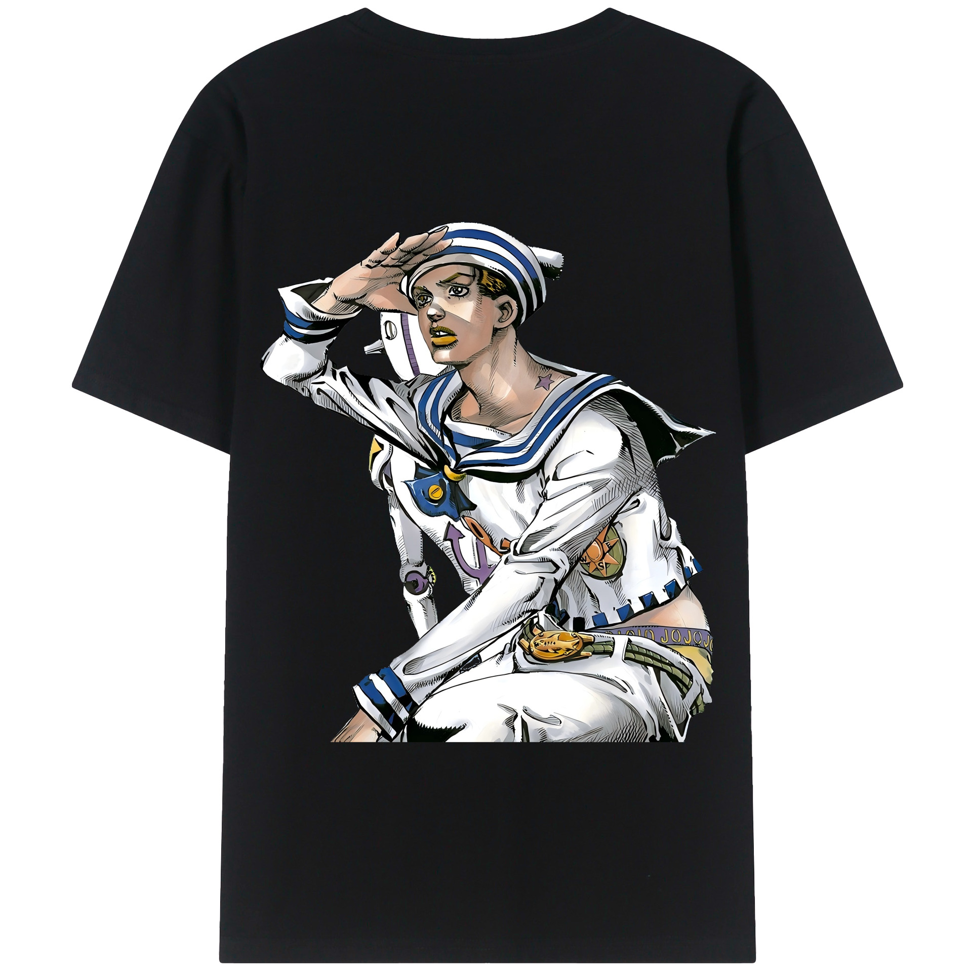 （画像用） ジョジョの奇妙な冒険 東方定助 JoJo's Bizarre Adventure Higashikata Josuke 綿100％半袖Tシャツ（背面プリント）