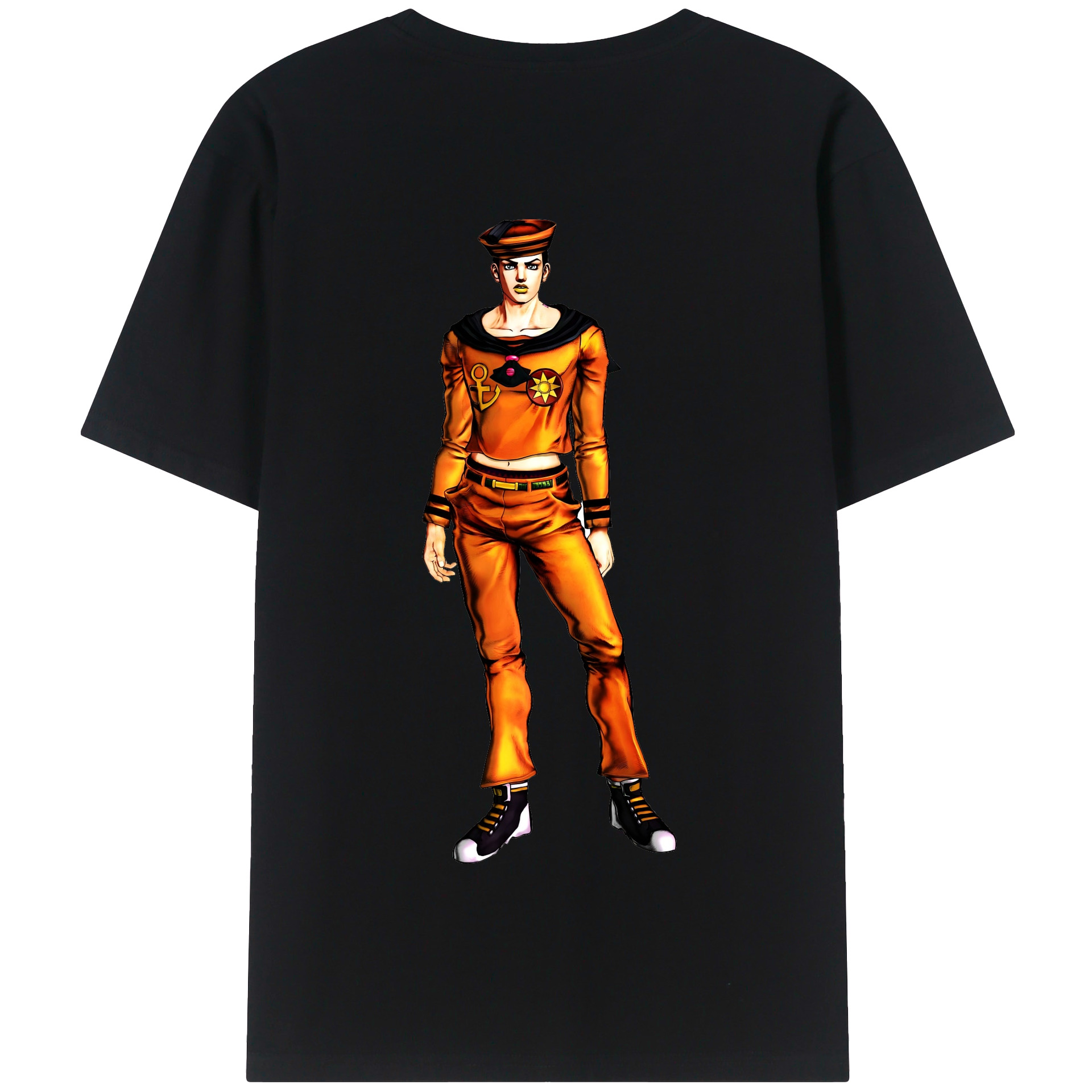 （画像用） ジョジョの奇妙な冒険 東方定助 JoJo's Bizarre Adventure Higashikata Josuke 綿100％半袖Tシャツ（背面プリント）