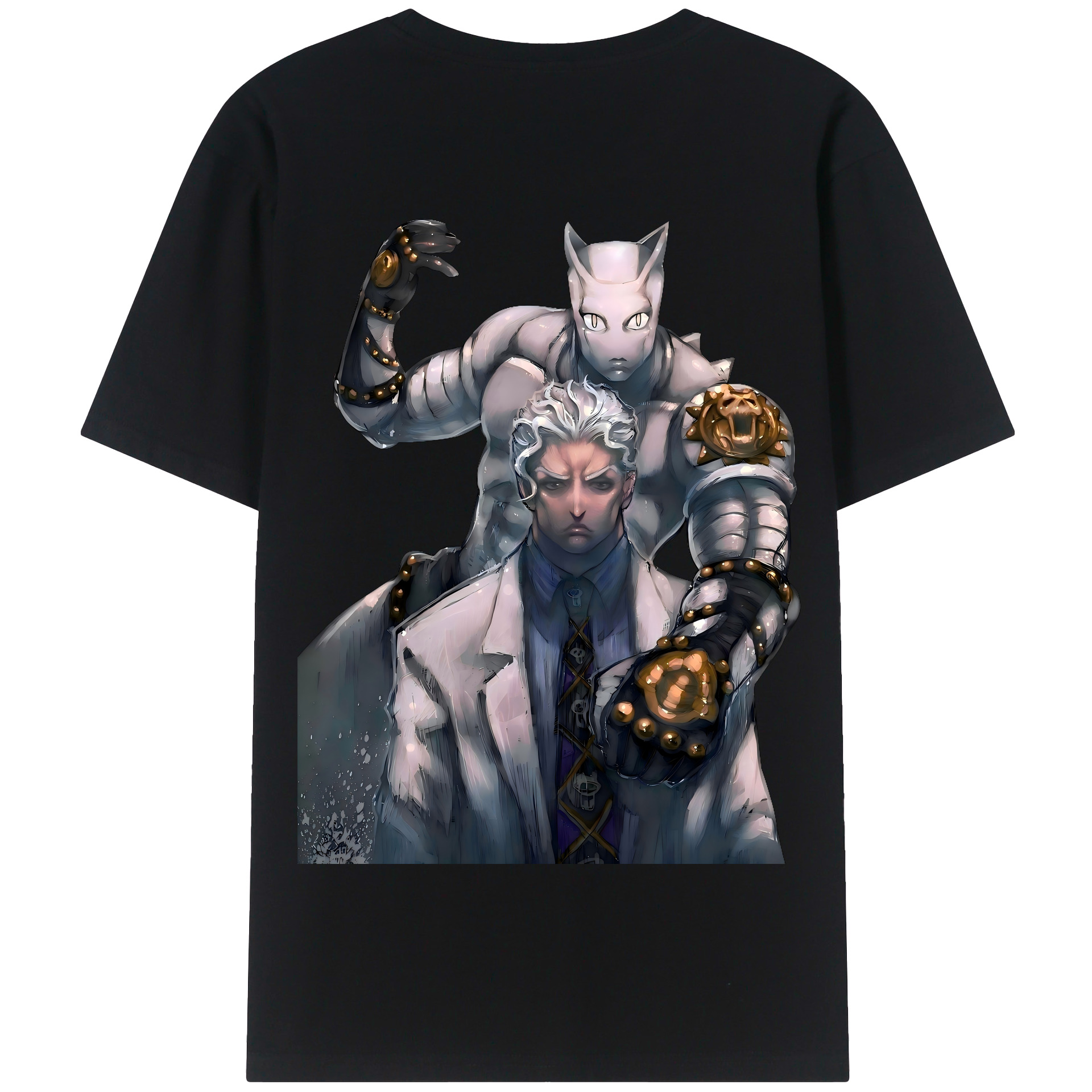 （画像用） ジョジョの奇妙な冒険 きら よしかげ JoJo's Bizarre Adventure Kira Yoshikage 綿100％半袖Tシャツ（背面プリント）