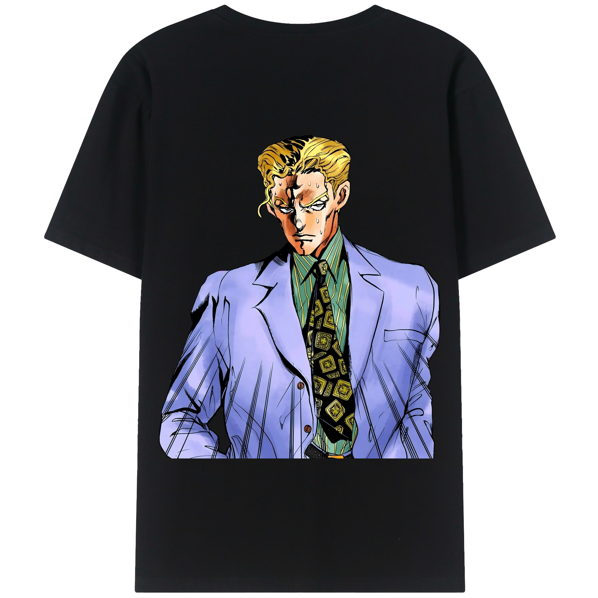 （画像用） ジョジョの奇妙な冒険 きら よしかげ JoJo's Bizarre Adventure Kira Yoshikage 綿100％半袖Tシャツ（背面プリント）