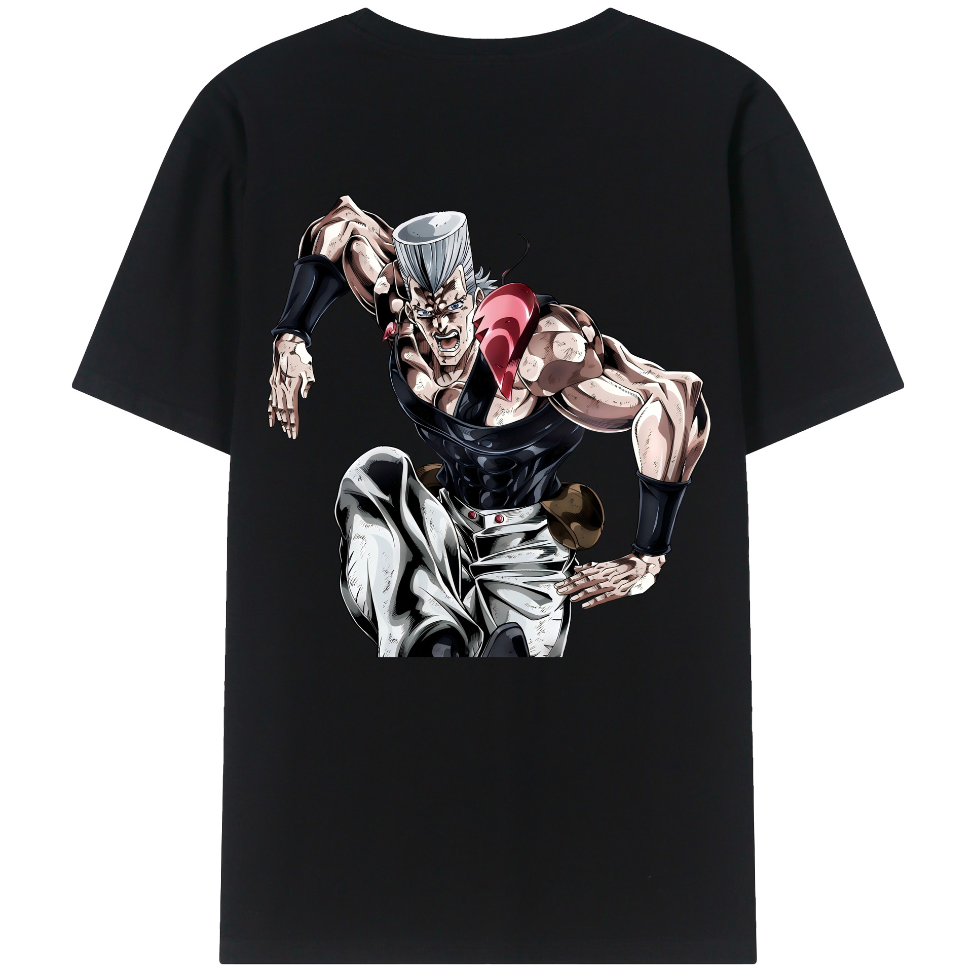 （画像用） ジョジョの奇妙な冒険 ジャン＝ピエール?ポルナレフ JoJo's Bizarre Adventure Jan Pierre Polnareff 綿100％半袖Tシャツ（背面プリント）