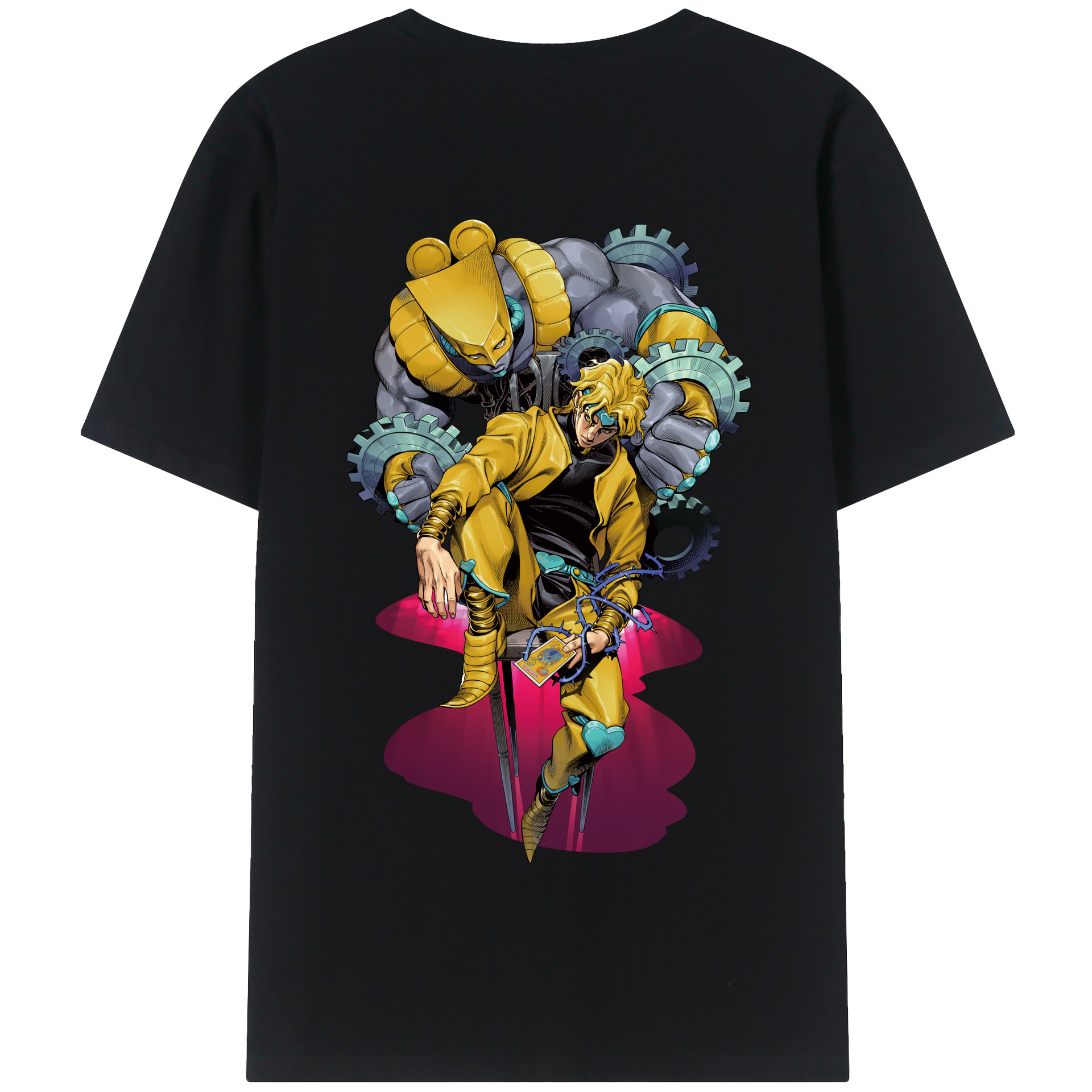 （画像用） ジョジョの奇妙な冒険 ディオ?ブランドー JoJo's Bizarre Adventure Dio Brando 綿100％半袖Tシャツ（背面プリント）
