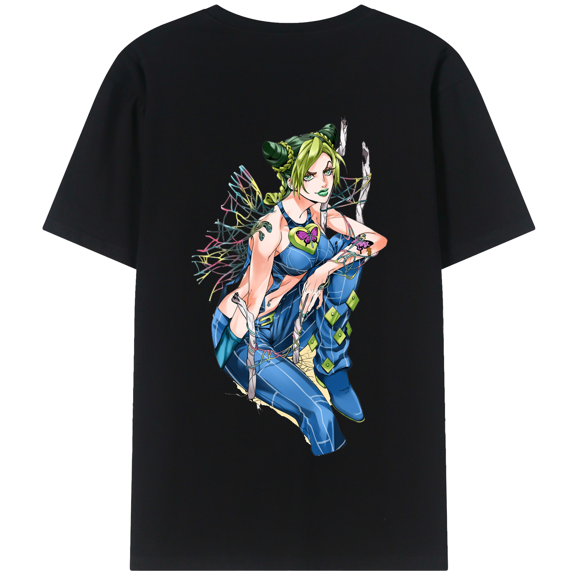 （画像用） "ジョジョの奇妙な冒険 くうじょう ジョリーン JoJo's Bizarre Adventure Jolyne Cujoh " 綿100％半袖Tシャツ（背面プリント）