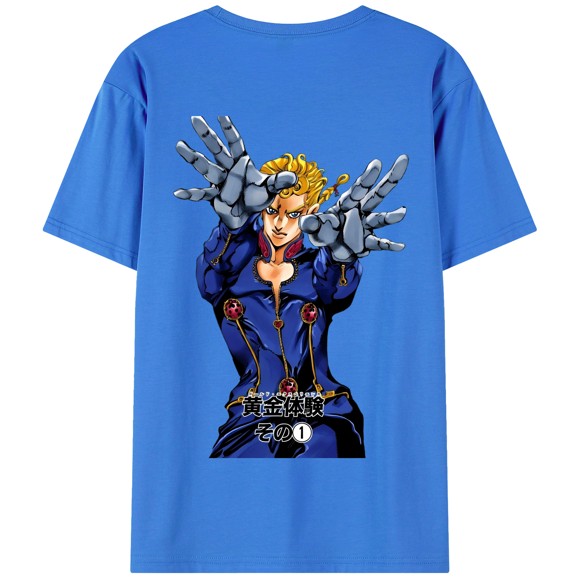 （画像用） ジョジョの奇妙な冒険 ジョルノ?ジョバァーナ JoJo's Bizarre Adventure Giorno Giovanna 綿100％半袖Tシャツ（背面プリント）
