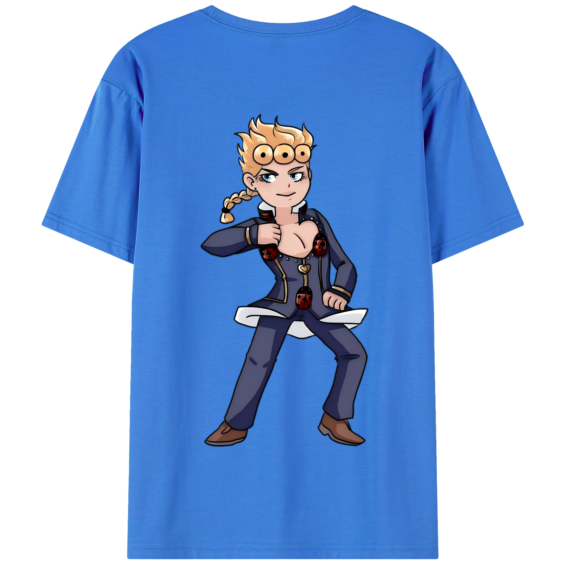 （画像用） ジョジョの奇妙な冒険 ジョルノ?ジョバァーナ JoJo's Bizarre Adventure Giorno Giovanna 綿100％半袖Tシャツ（背面プリント）