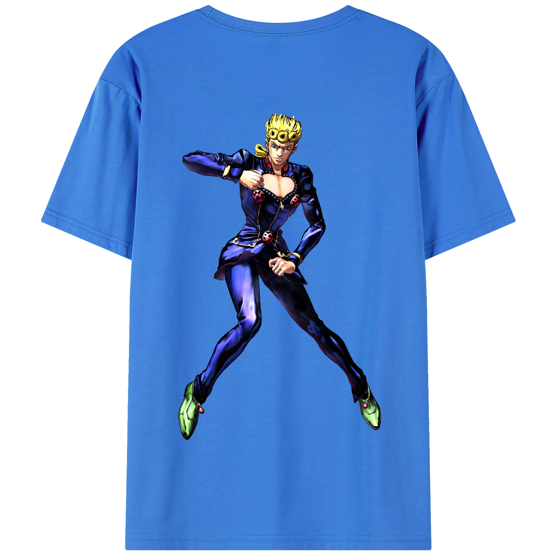 （画像用） ジョジョの奇妙な冒険 ジョルノ?ジョバァーナ JoJo's Bizarre Adventure Giorno Giovanna 綿100％半袖Tシャツ（背面プリント）