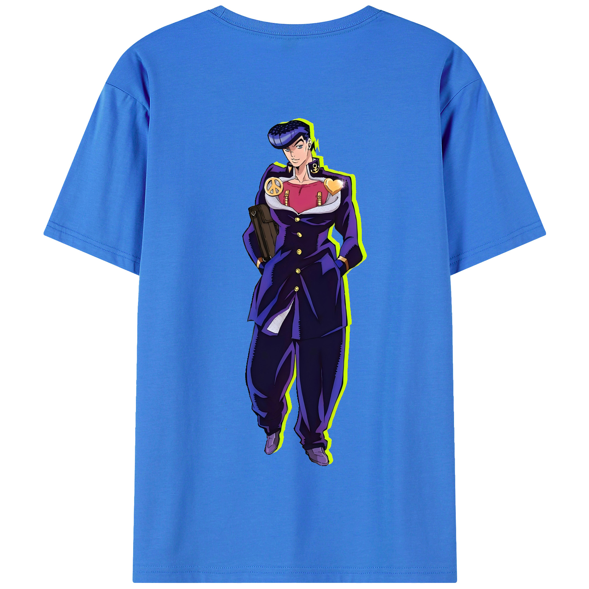 （画像用） ジョジョの奇妙な冒険 ひがしかた じょうすけ JoJo's Bizarre Adventure Higashikata Josuke 綿100％半袖Tシャツ（背面プリント）