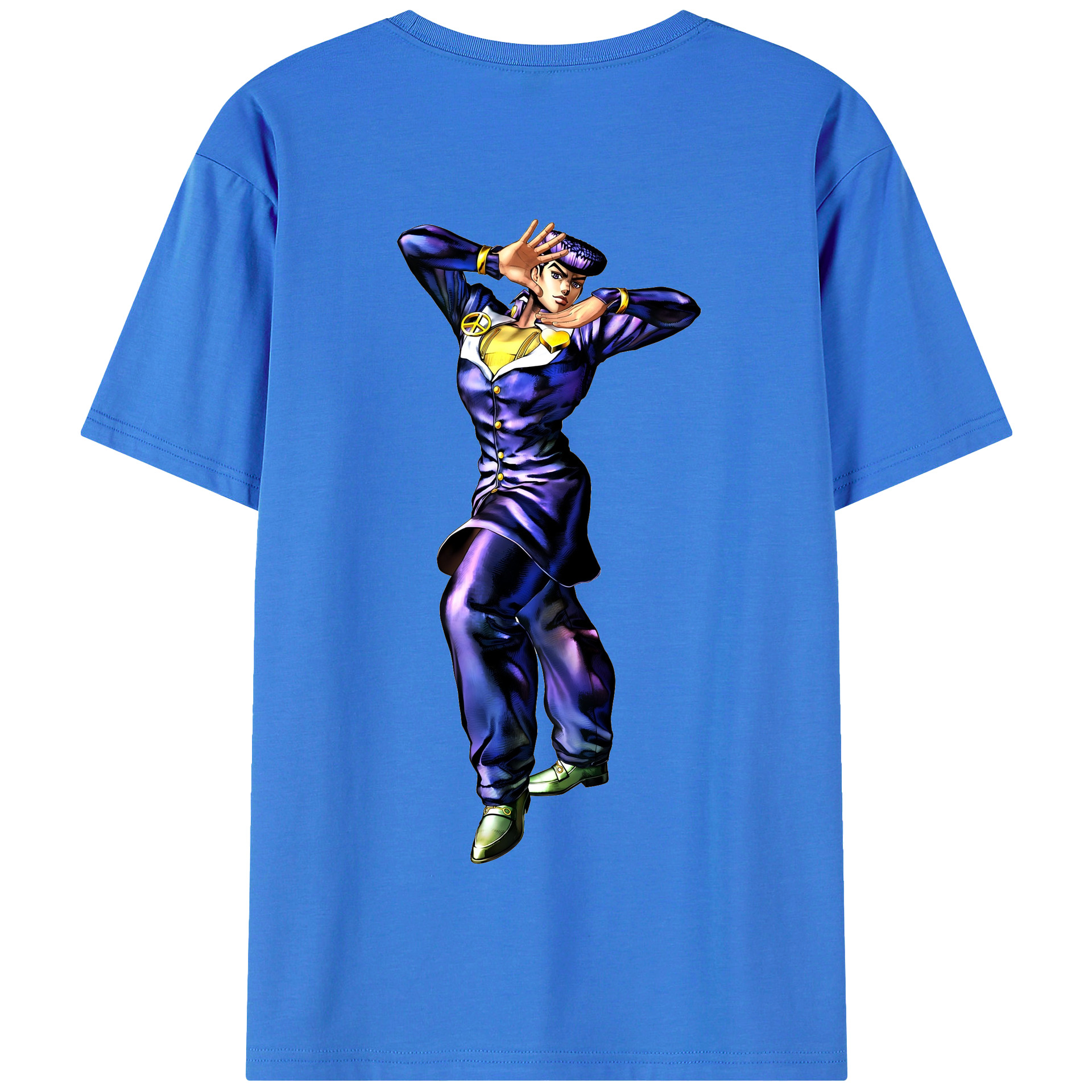 （画像用） ジョジョの奇妙な冒険 ひがしかた じょうすけ JoJo's Bizarre Adventure Higashikata Josuke 綿100％半袖Tシャツ（背面プリント）