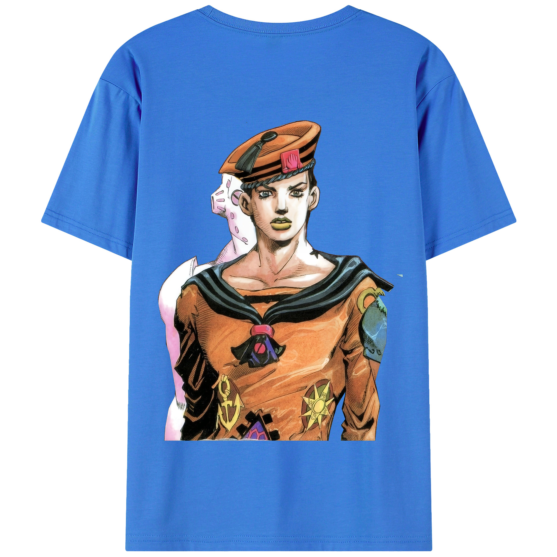 （画像用） ジョジョの奇妙な冒険 東方定助 JoJo's Bizarre Adventure Higashikata Josuke 綿100％半袖Tシャツ（背面プリント）