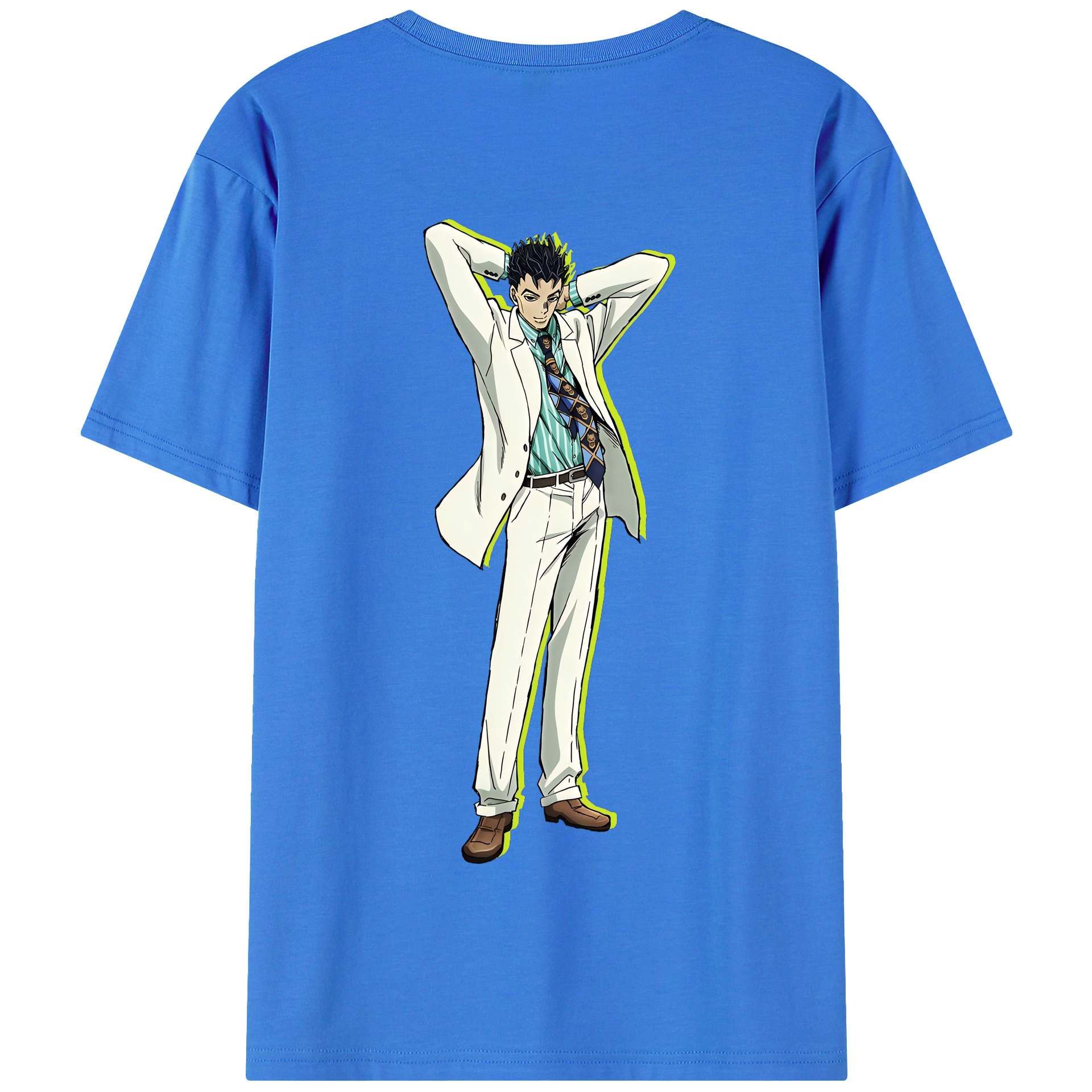 （画像用） ジョジョの奇妙な冒険 きら よしかげ JoJo's Bizarre Adventure Kira Yoshikage 綿100％半袖Tシャツ（背面プリント）