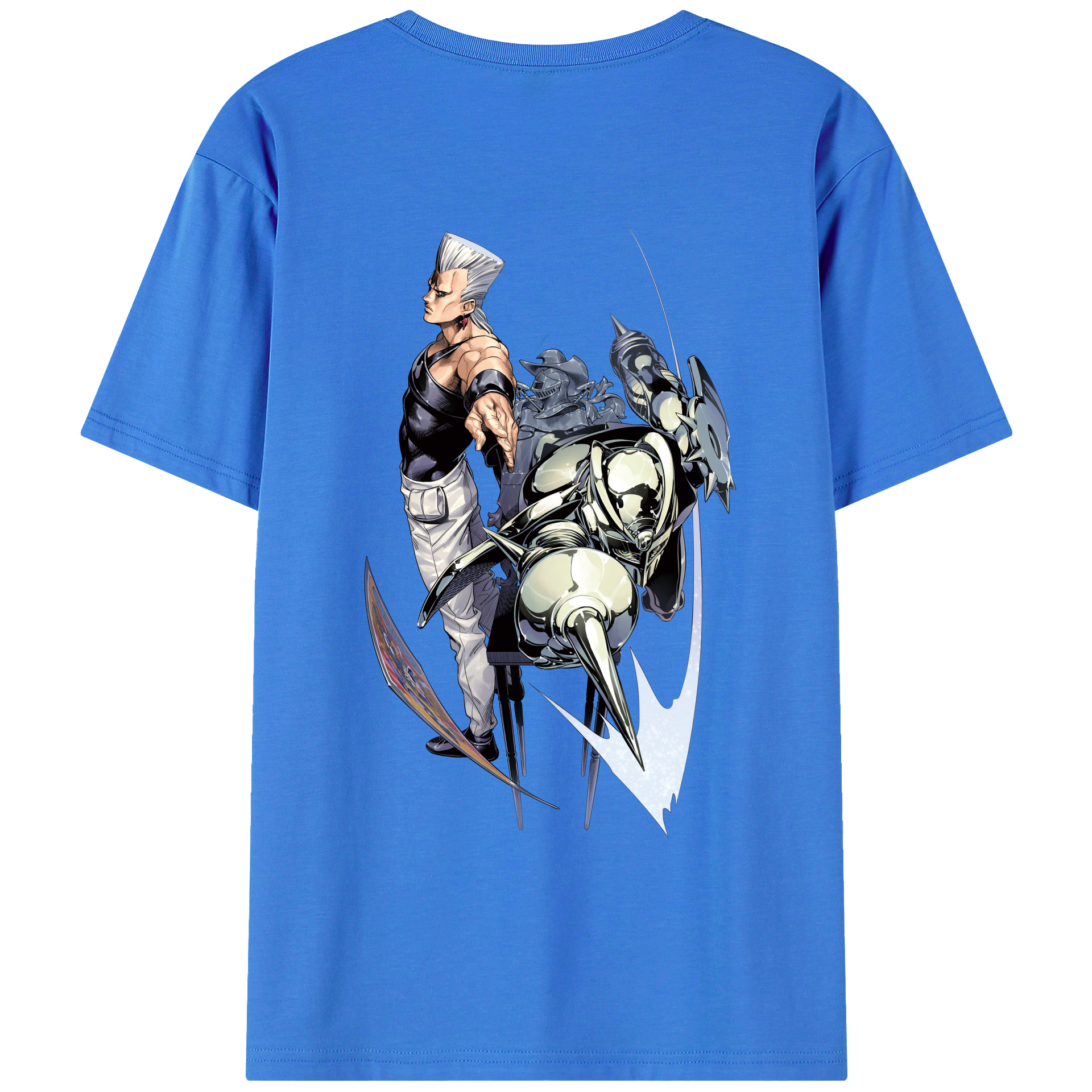 （画像用） ジョジョの奇妙な冒険 ジャン＝ピエール?ポルナレフ JoJo's Bizarre Adventure Jan Pierre Polnareff 綿100％半袖Tシャツ（背面プリント）