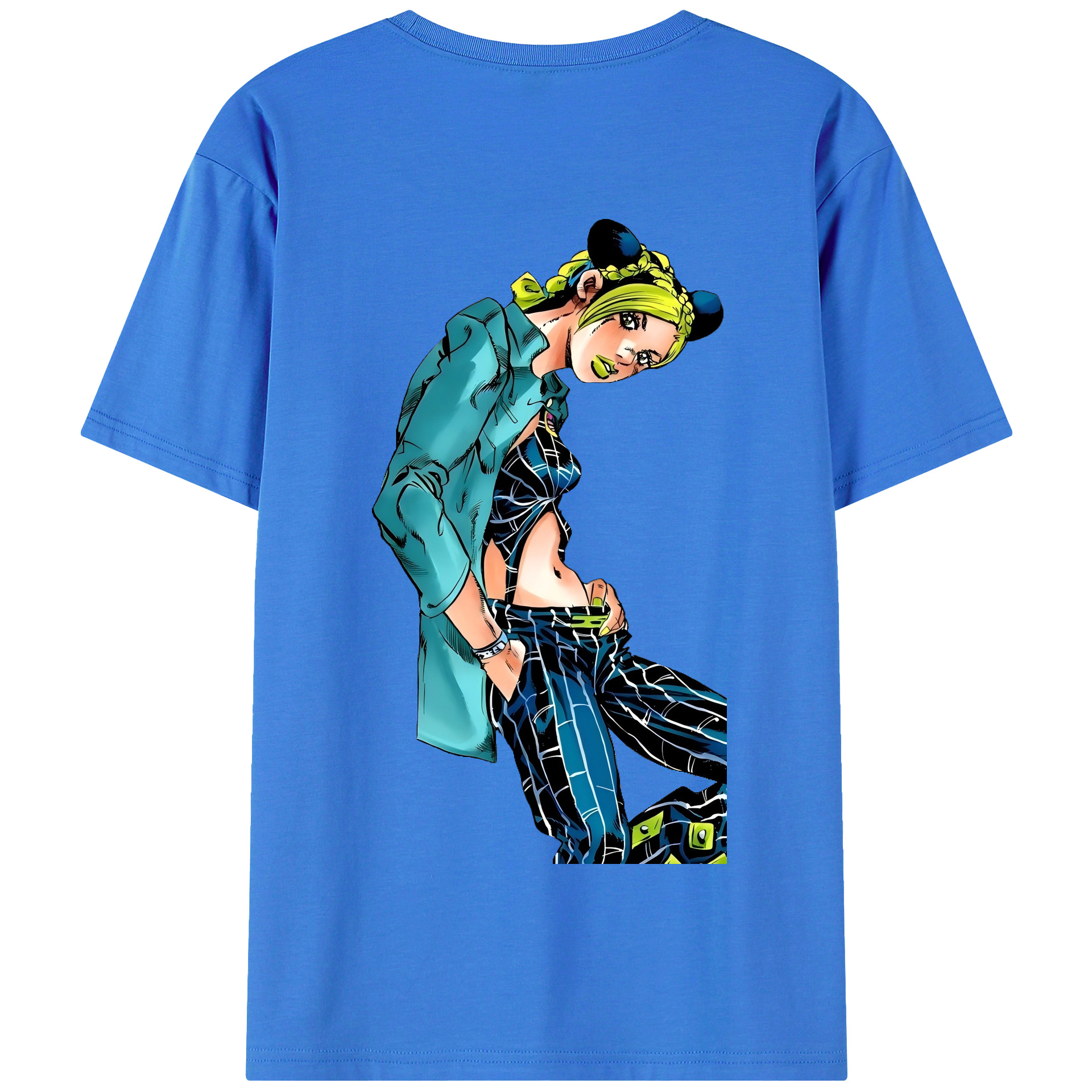 （画像用） "ジョジョの奇妙な冒険 くうじょう ジョリーン JoJo's Bizarre Adventure Jolyne Cujoh " 綿100％半袖Tシャツ（背面プリント）